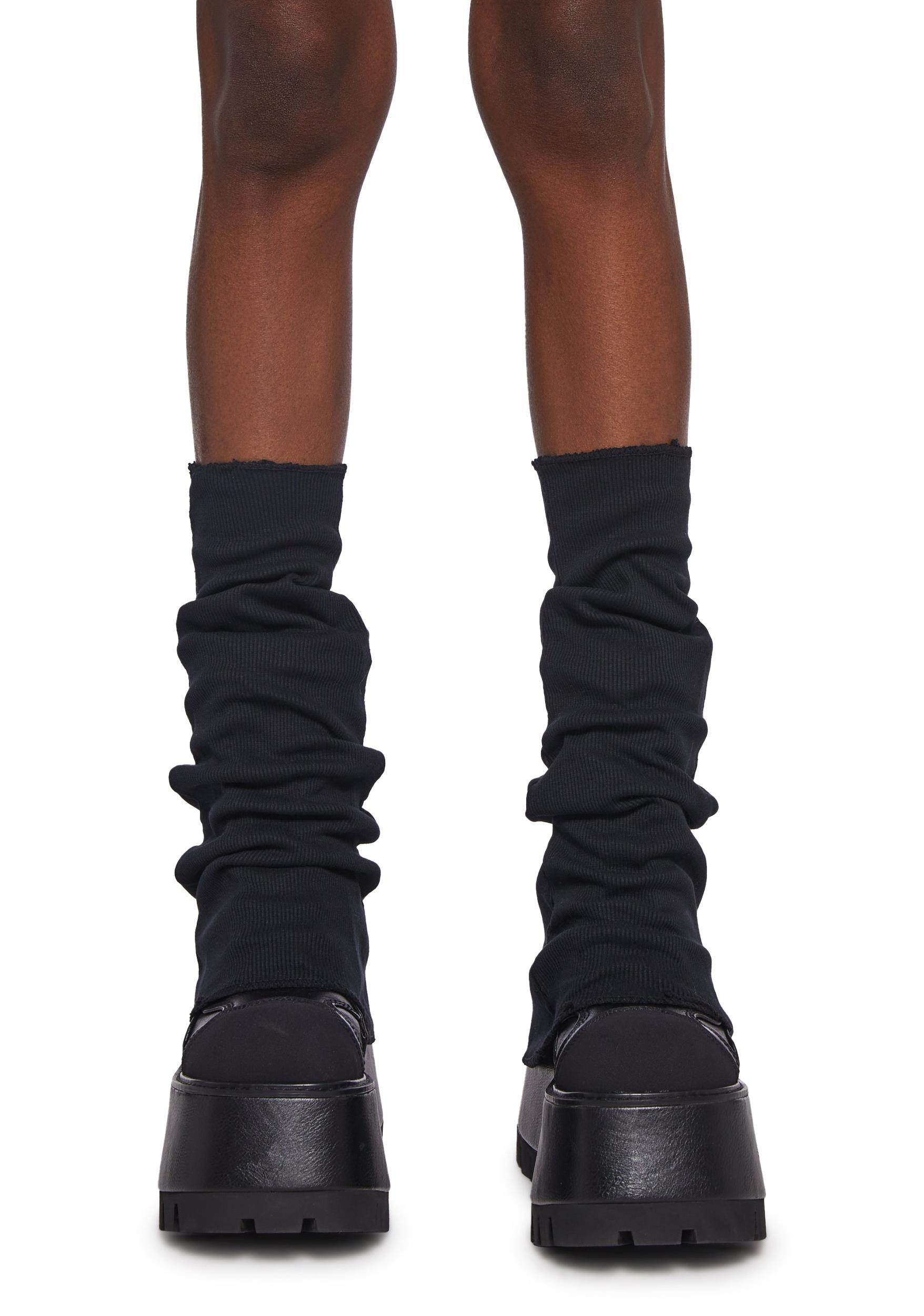 Sexy Womens Knit Ribbed Leg Warmers Club Exx - Black Product Image