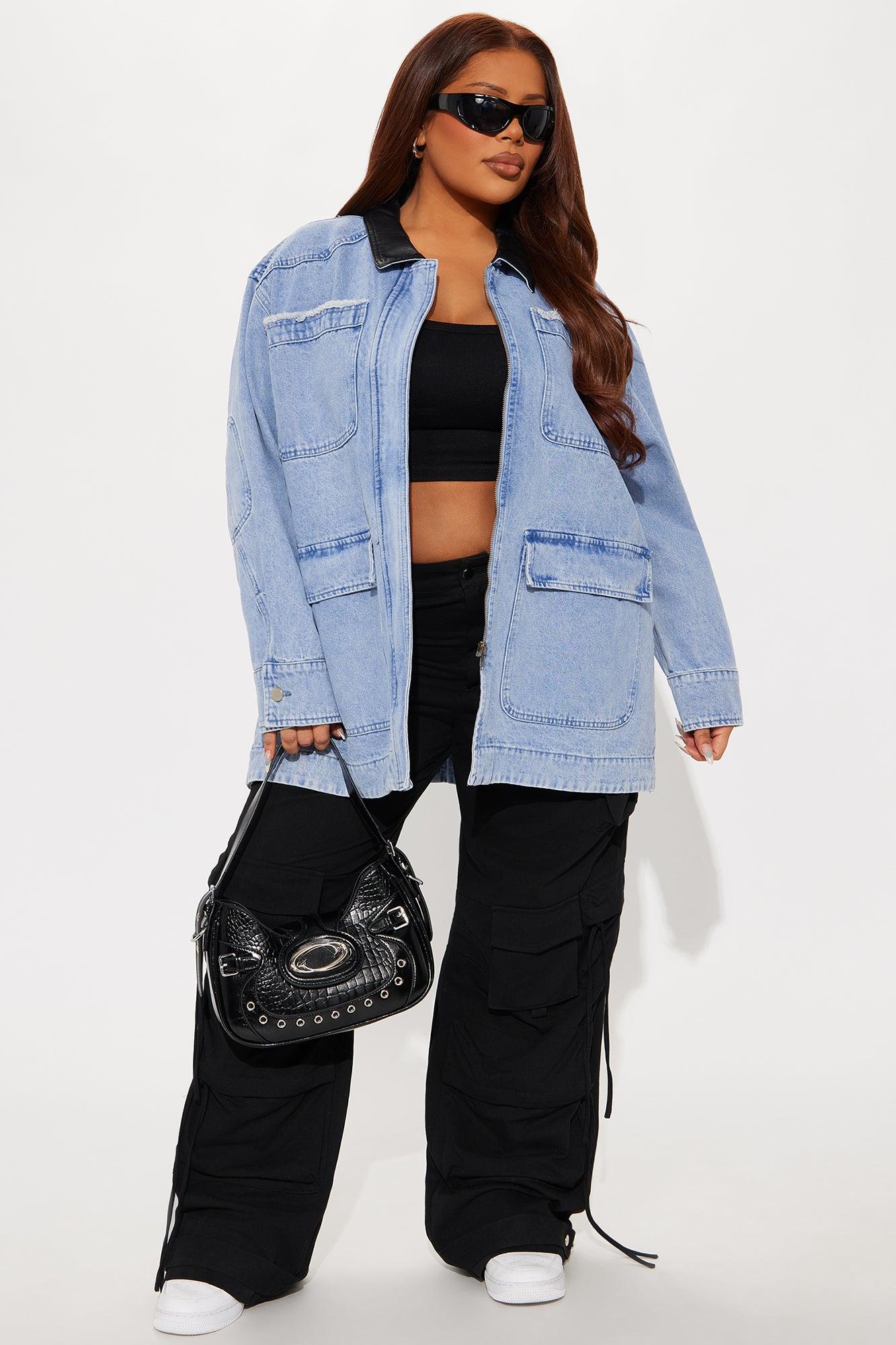Bare Minimum Oversized Denim Barn Jacket - Medium Wash Female Product Image