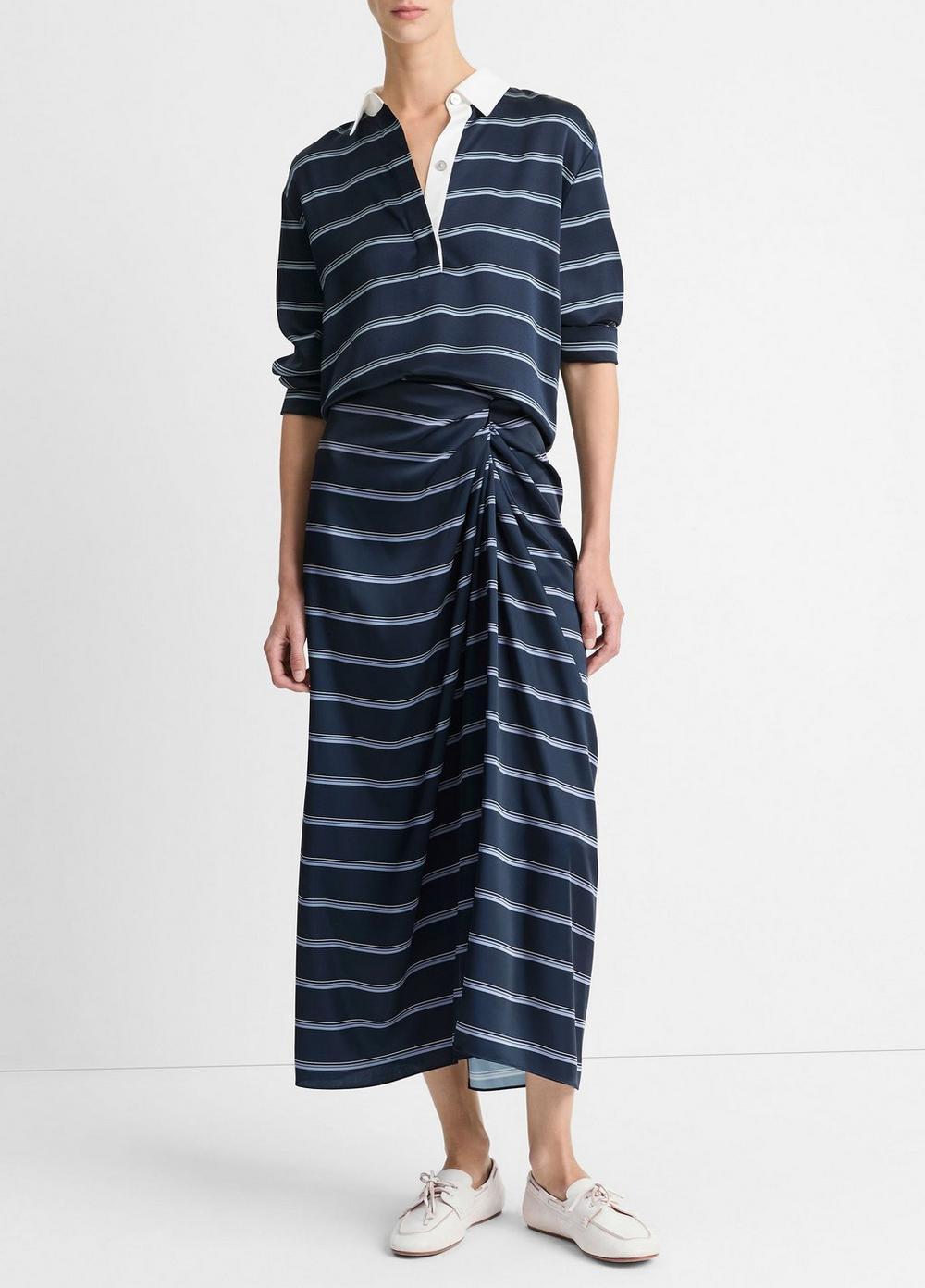 Rugby Stripe Satin Gathered Skirt Product Image