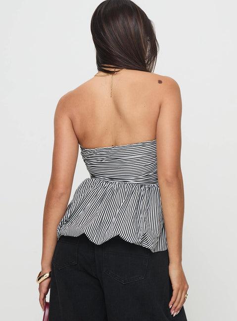 Selenea Bubble Hem Top Black / White Product Image