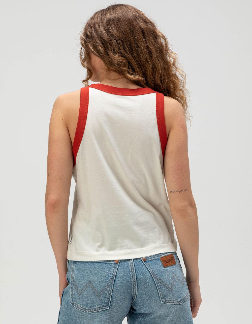 WRANGLER Vintage Womens Ringer Tank Top - RED/WHITE Product Image