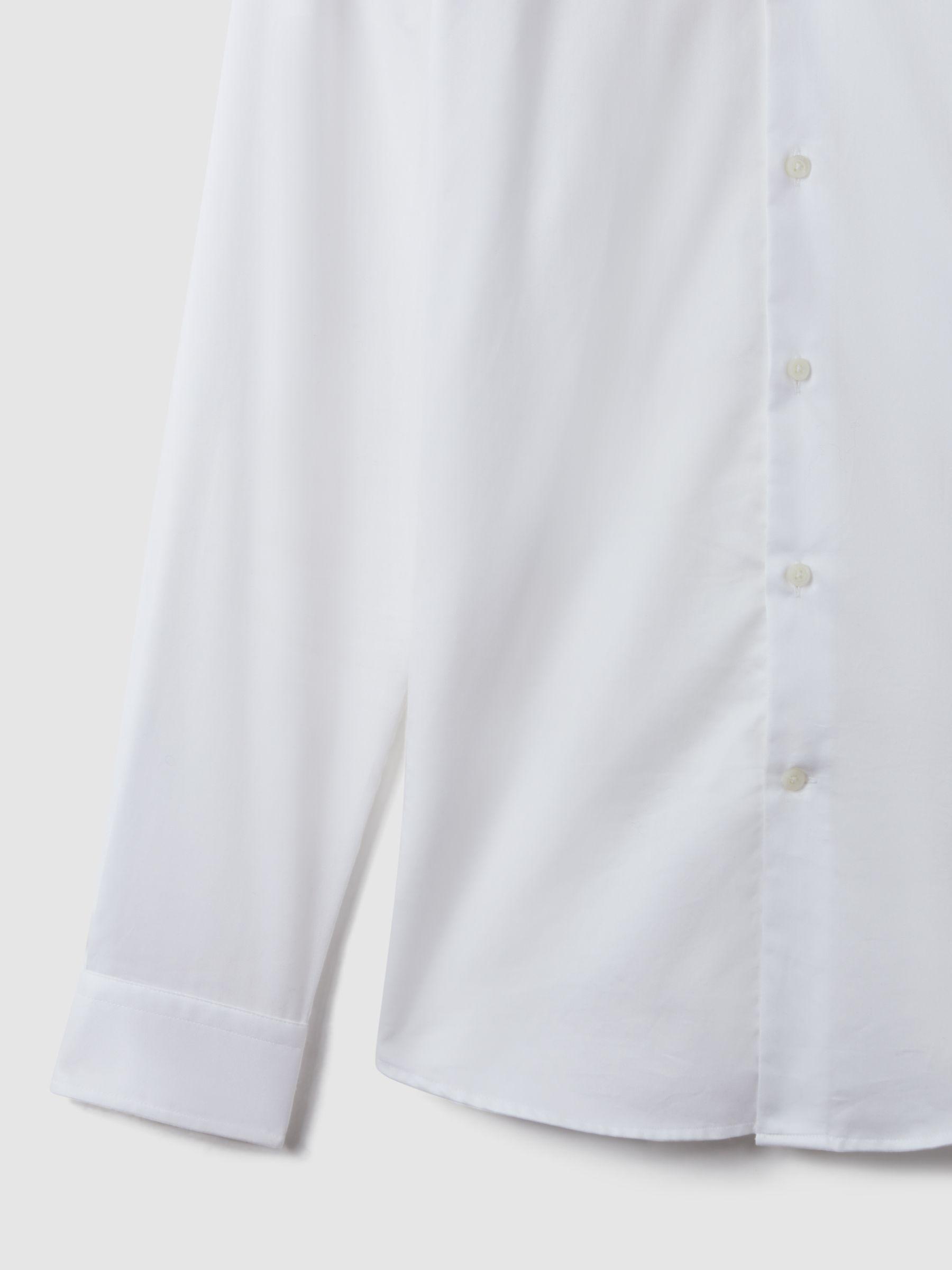 Slim Fit Two-Fold Cotton Shirt in White Product Image