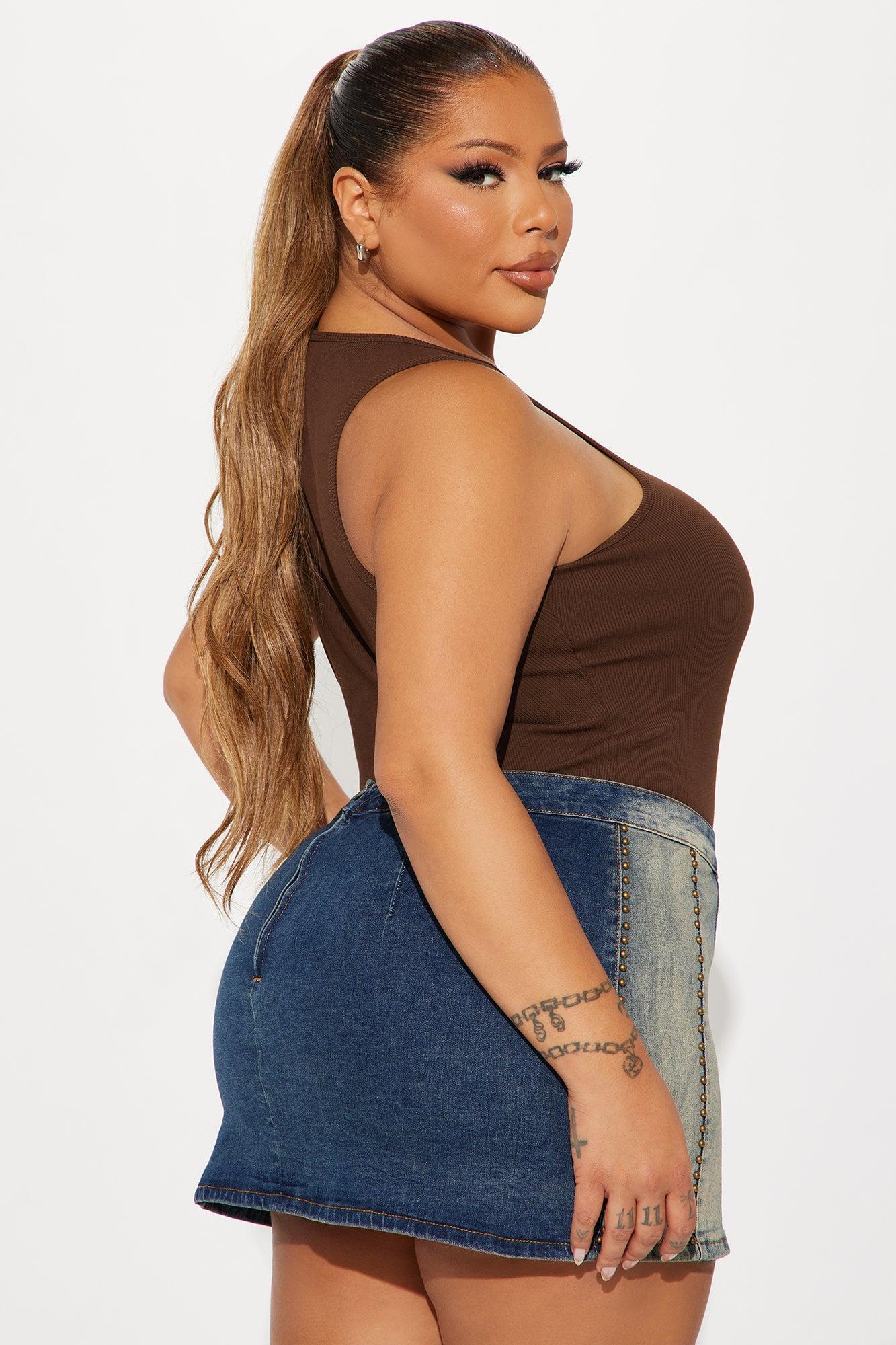 Model Attitude Racerback Bodysuit - Chocolate Product Image