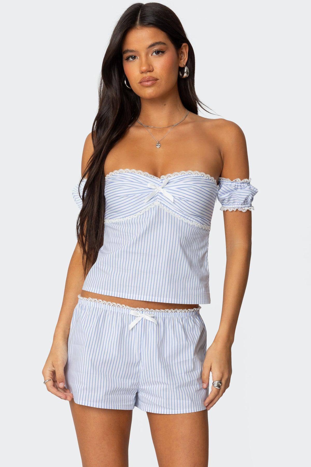 Taryn Off Shoulder Striped Top Product Image
