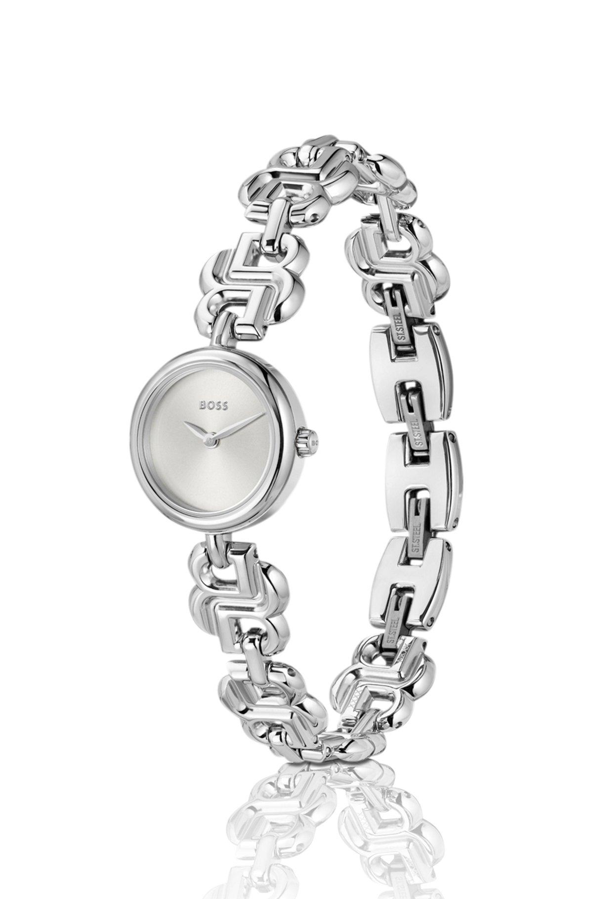 BOSS - Silver-tone watch with Double B monogram-link bracelet Product Image