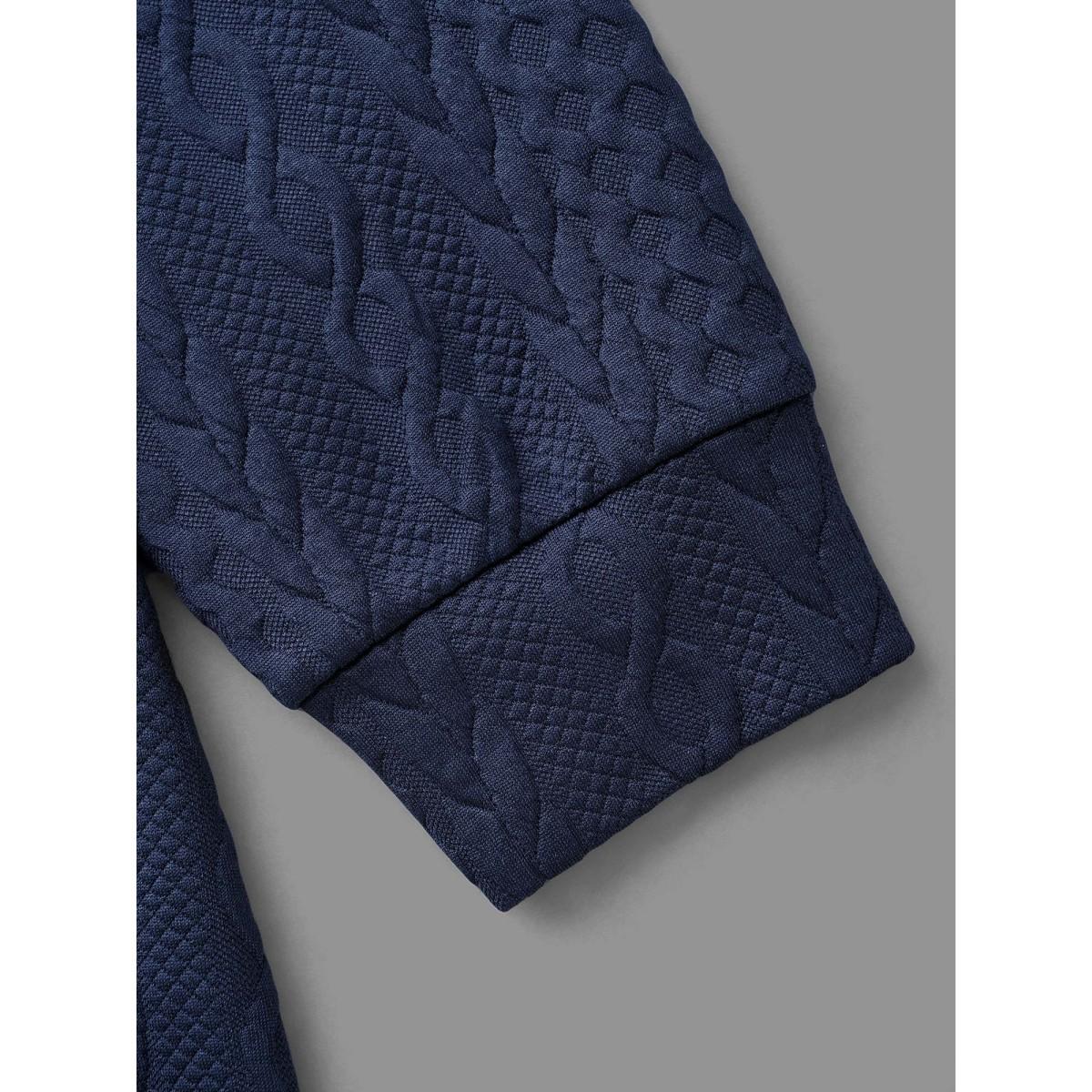 Plus Size Overlap Collar Textured Button Detail Sweatshirt Women Indigo Casual Texture Overlap Collar Everyday Sweatshirts BloomChic 28/5X Product Image