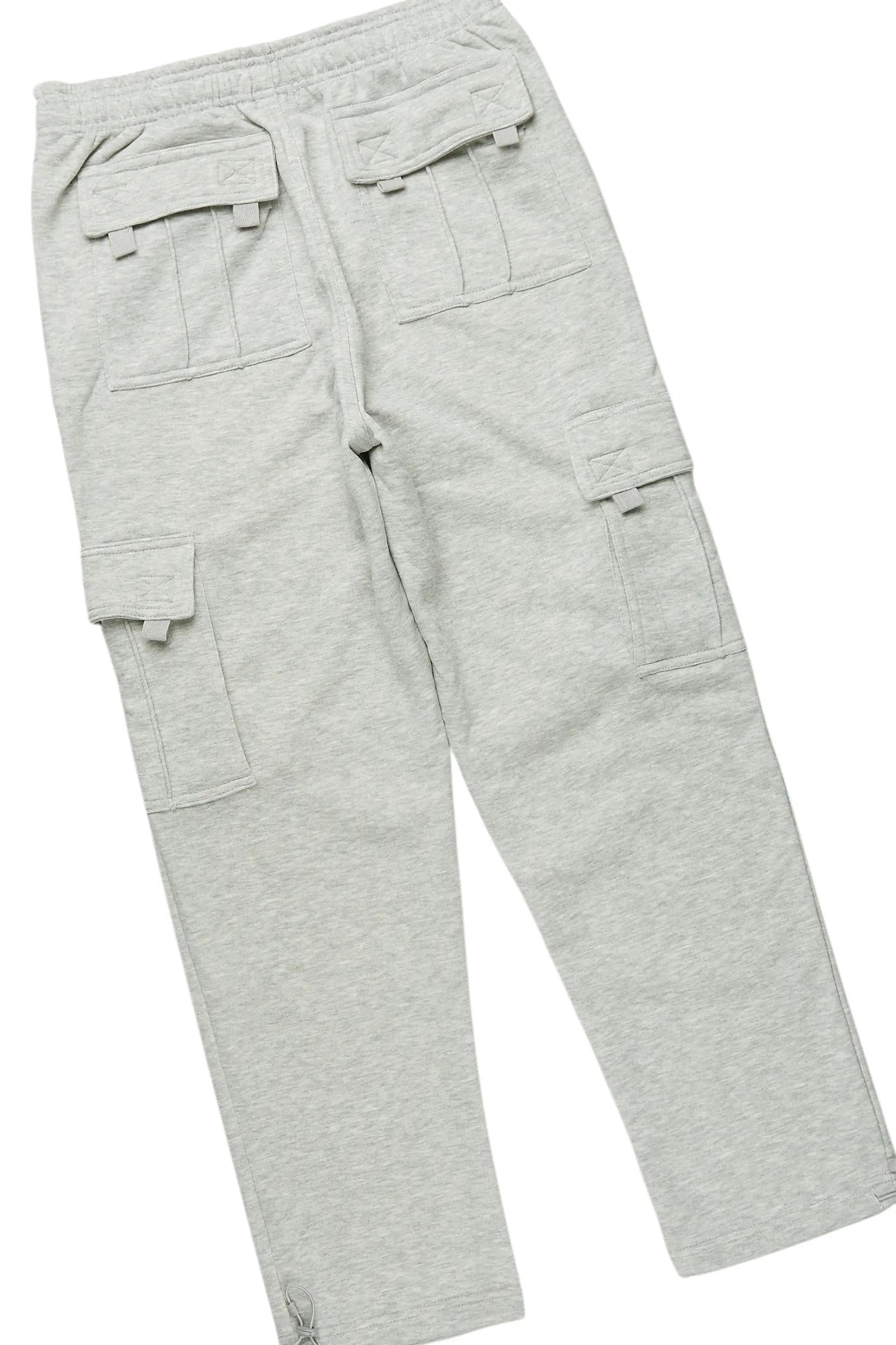 Basic Heather Grey Hoodie/Cargo Sweat Pant Set Male Product Image
