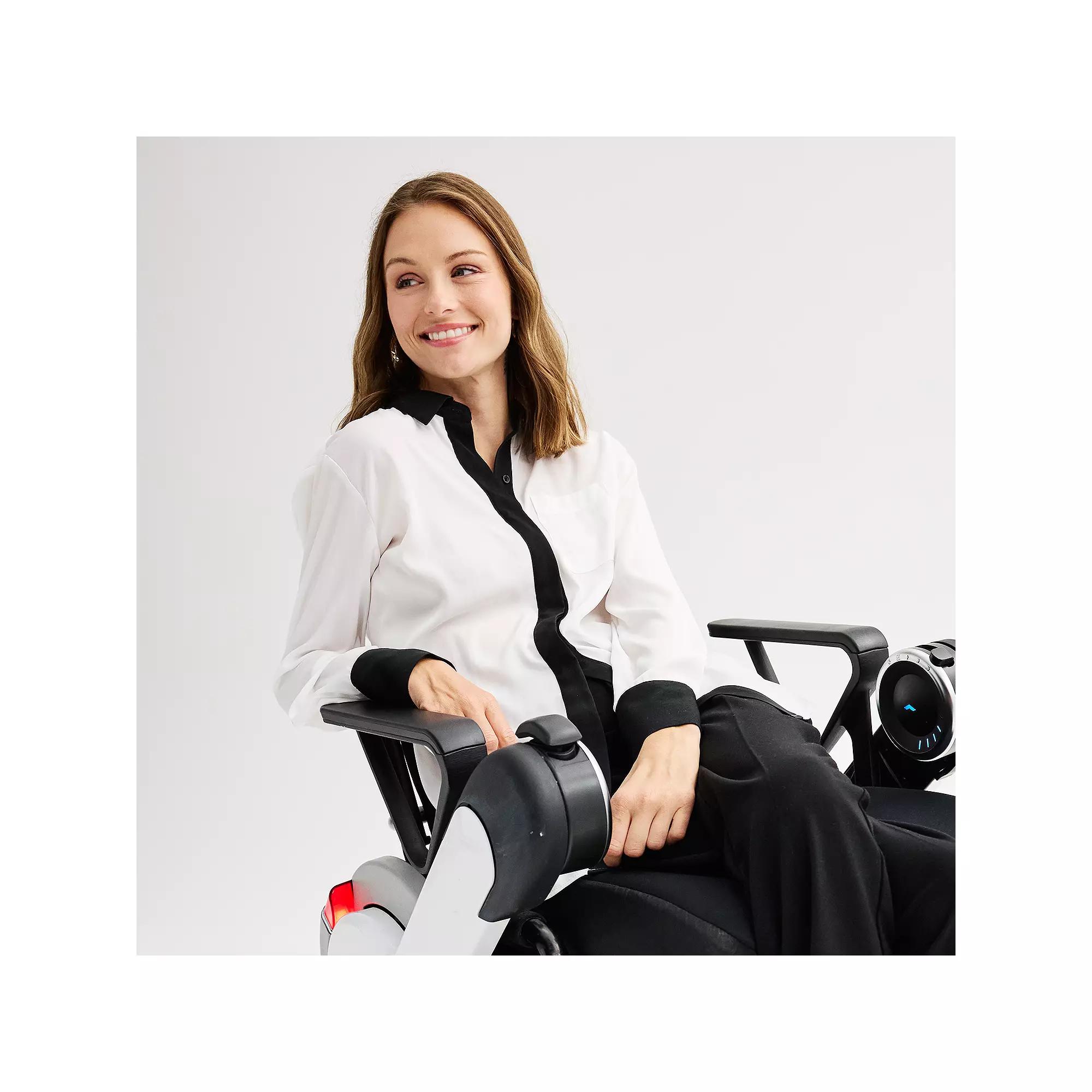 Women's Nine West Adaptive Magnetic Closure Drapey Satin Long Sleeve Shirt,  Product Image