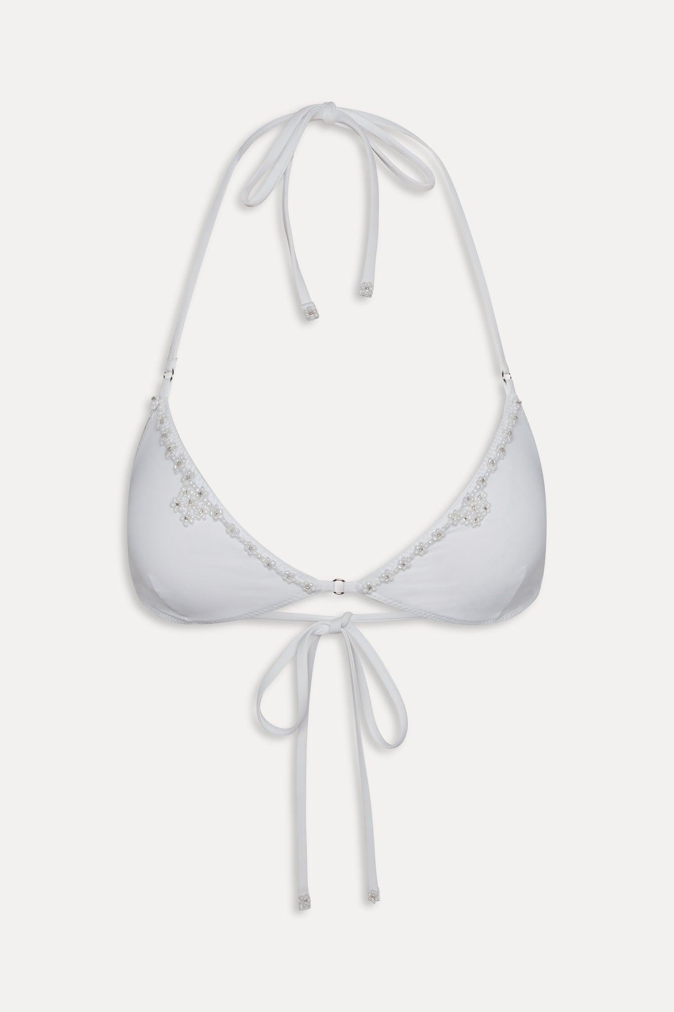 Amore Beaded Skimpy Bikini Top - Optic White Product Image