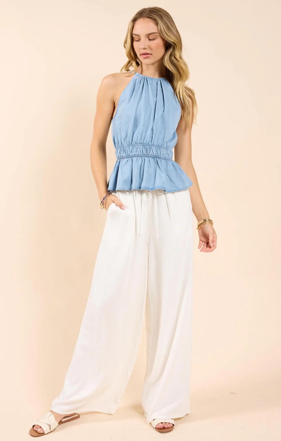 Chic Peplum Chambray Tank Product Image