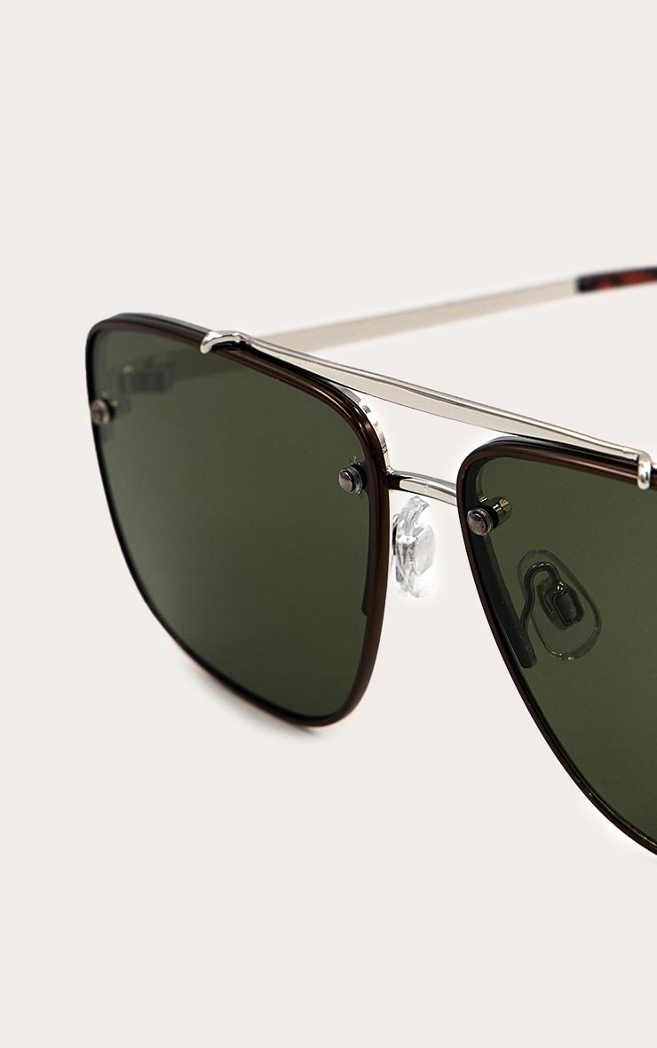 Silver Oversized Angled Aviator Sunglasses Product Image