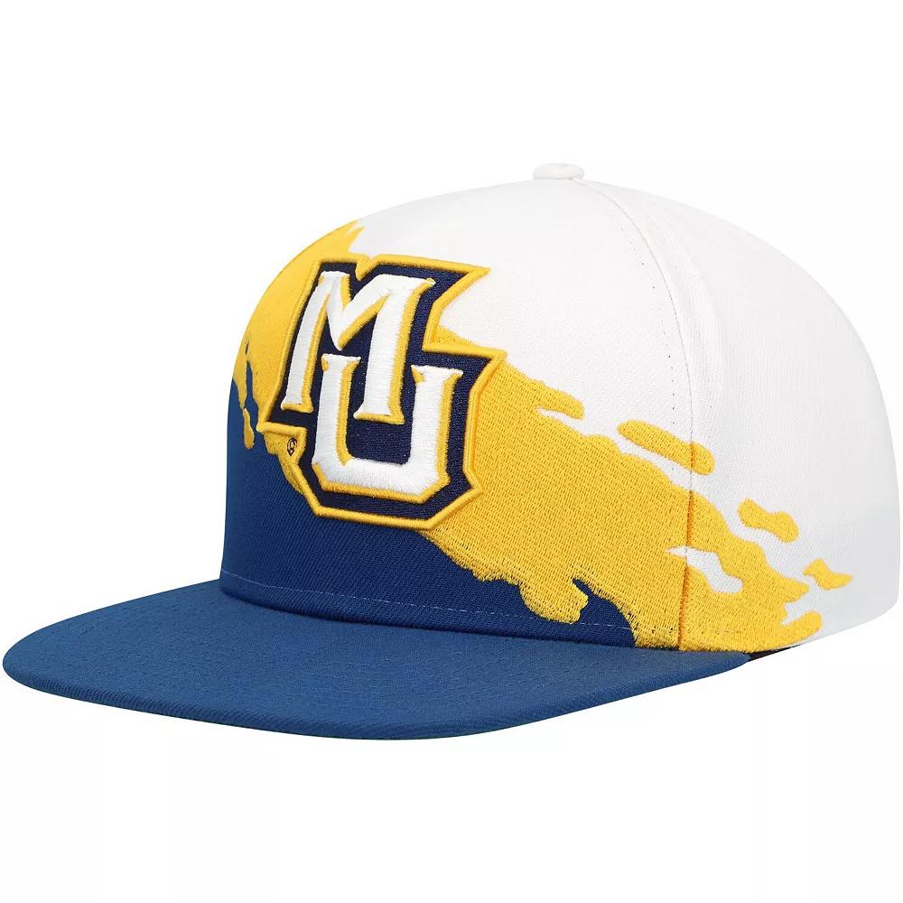 Men's Mitchell & Ness Navy/White Marquette Golden Eagles Paintbrush Snapback Hat, Mrq Blue Product Image