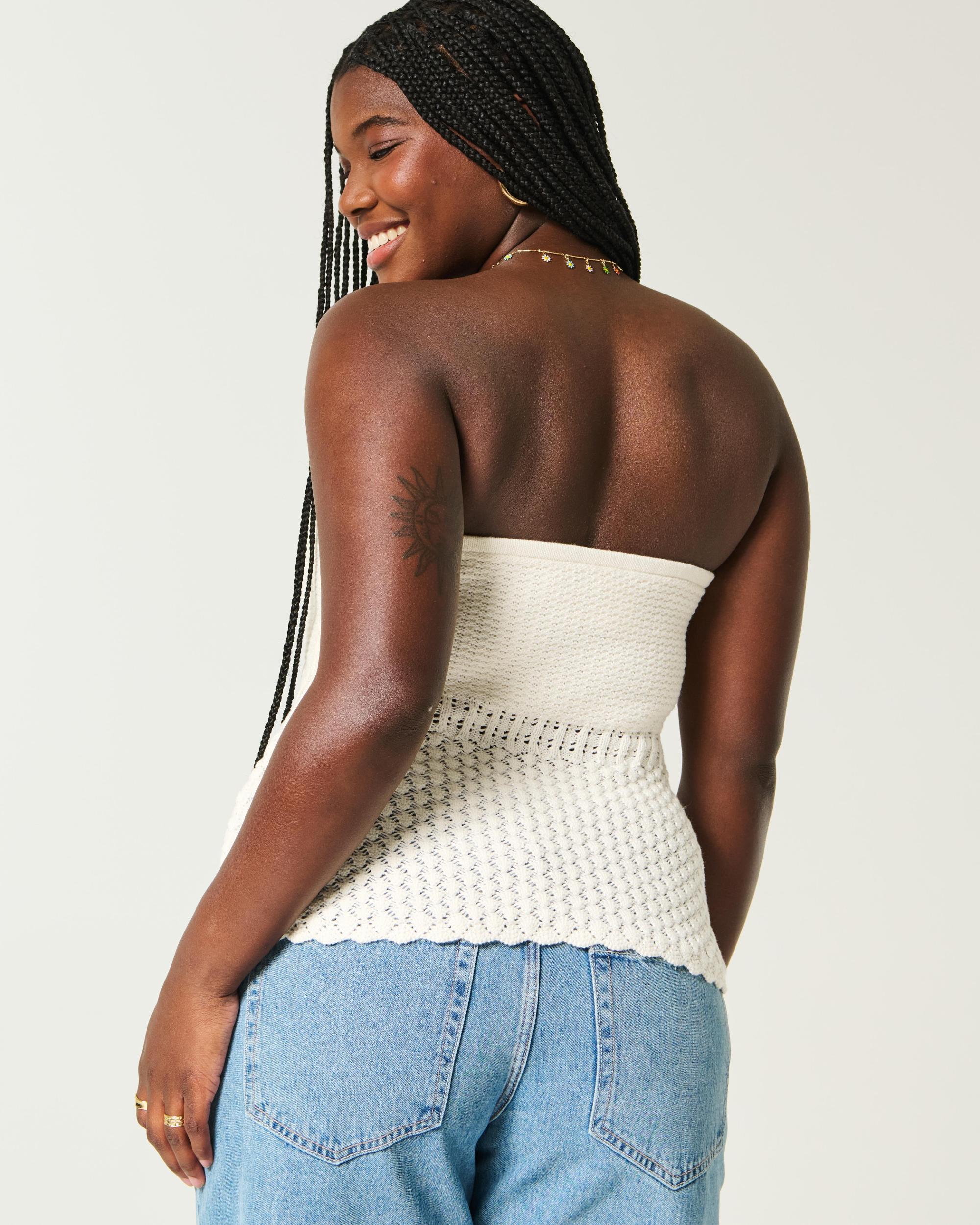 Crochet-Style Sweater Tube Top Product Image