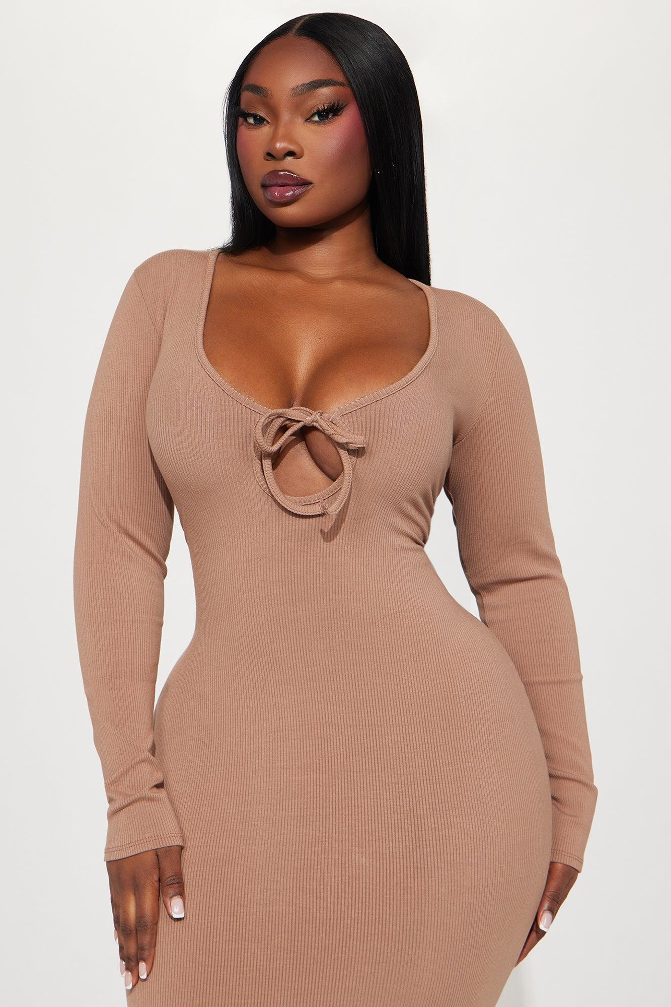 Raya Snatched Maxi Dress - Nude Product Image