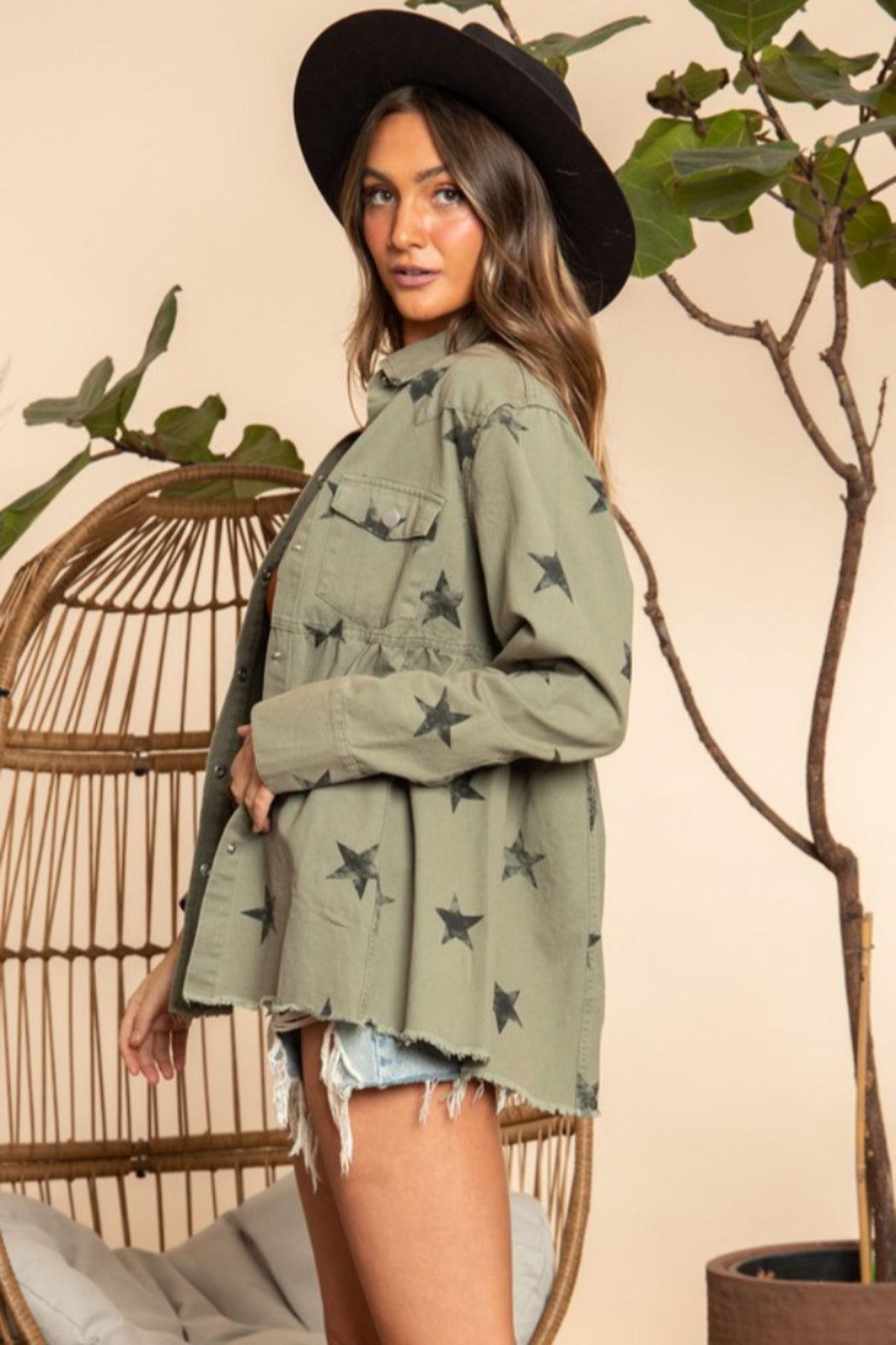 Star Printed Flare Jacket Product Image