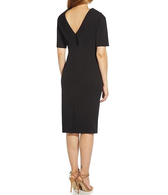 Adrianna Papell V-Back Foldover Collar Short Sleeve Sheath Dress Product Image