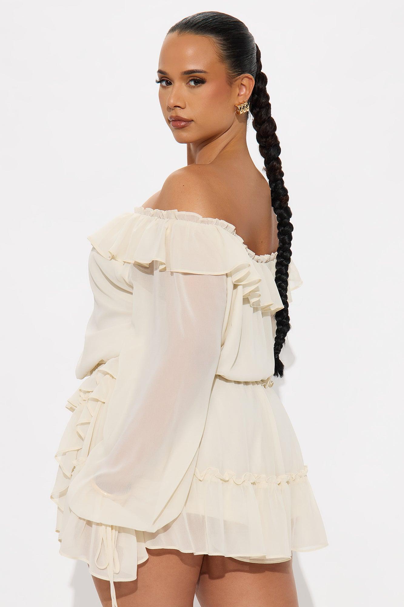 Love Story Long Sleeve Romper - Cream Female Product Image