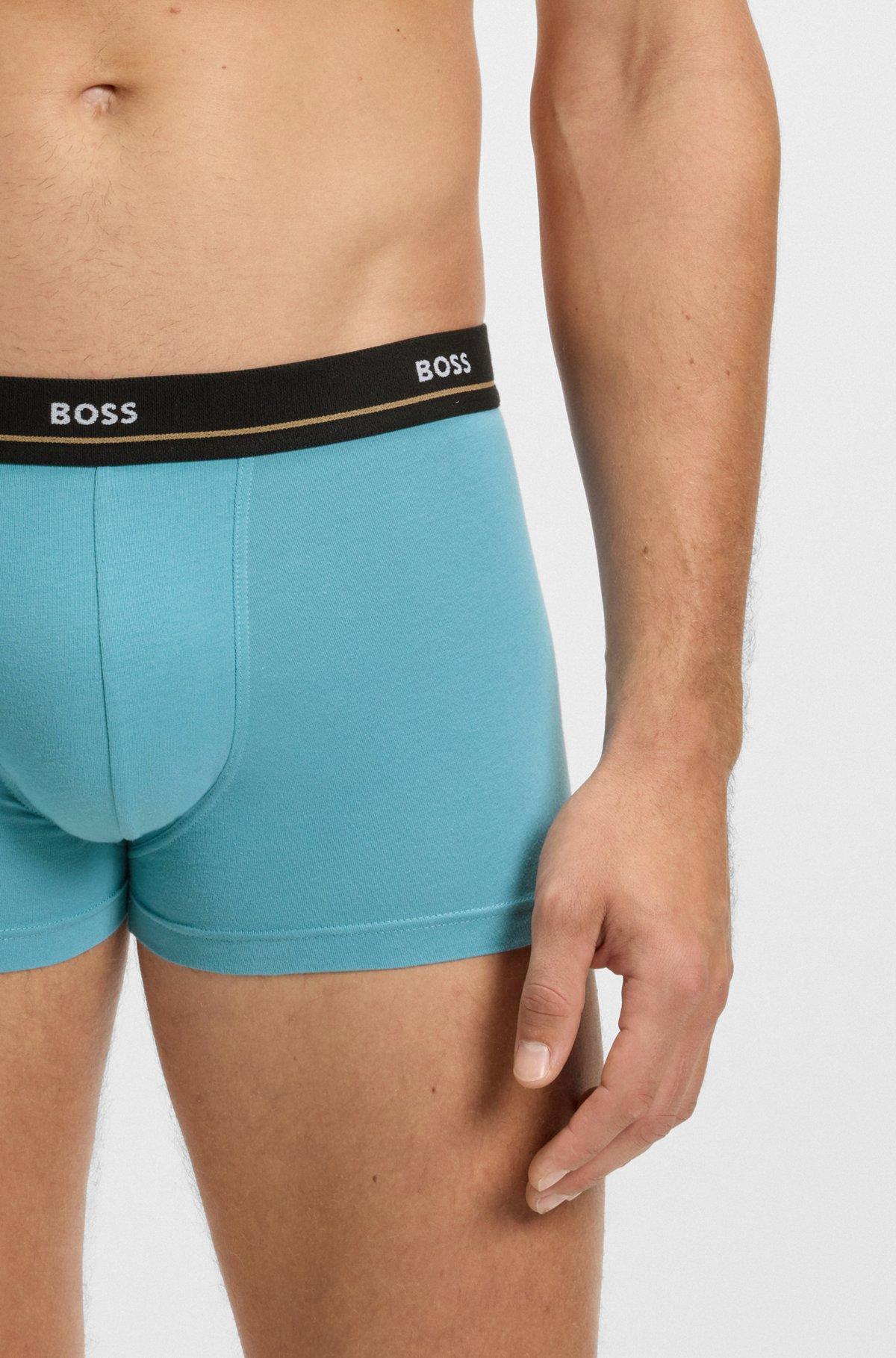 BOSS - Three-pack of stretch-cotton trunks with logo waistbands - Patterned Product Image