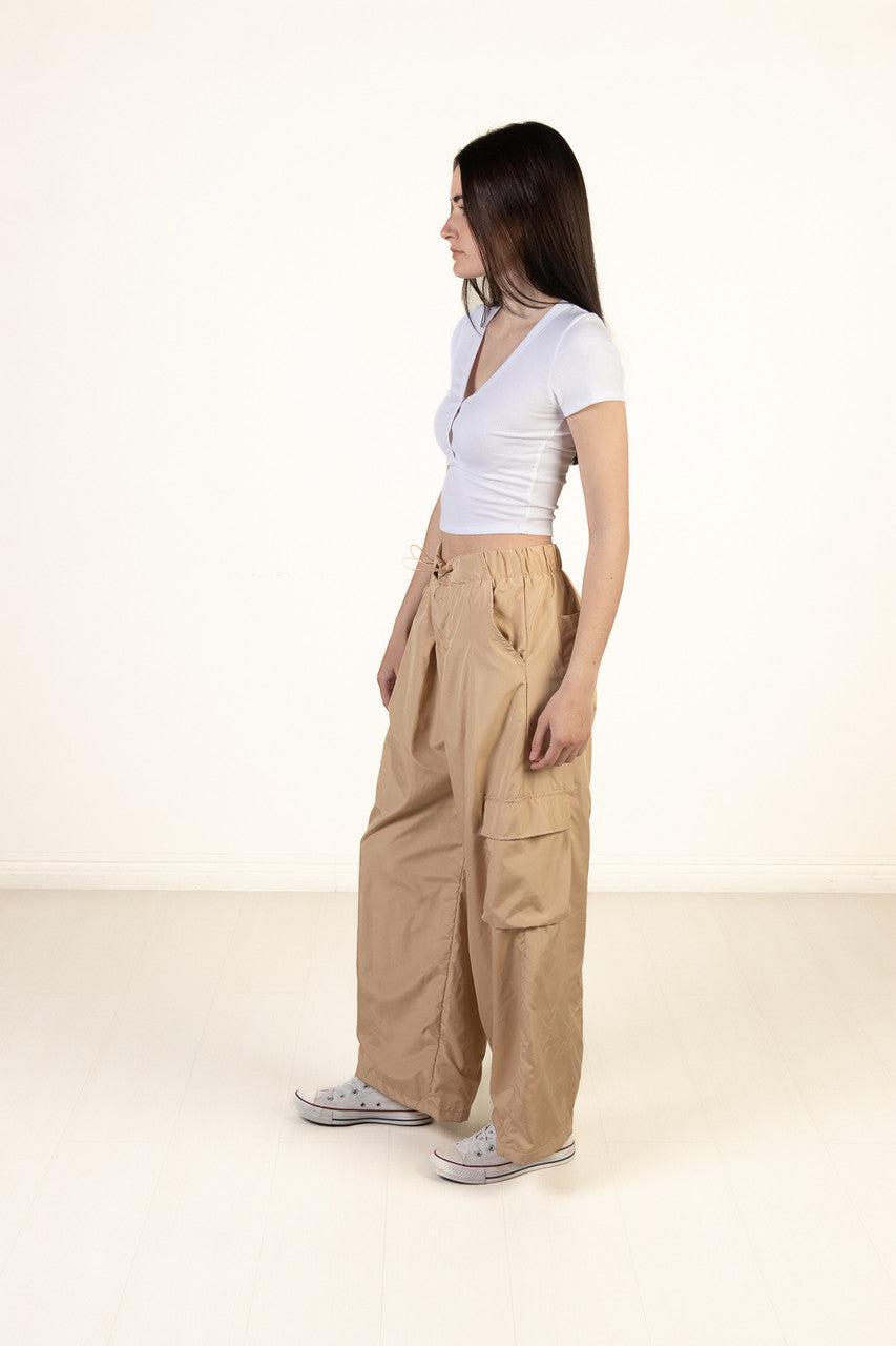 Sand Wide Leg Parachute Pants Product Image