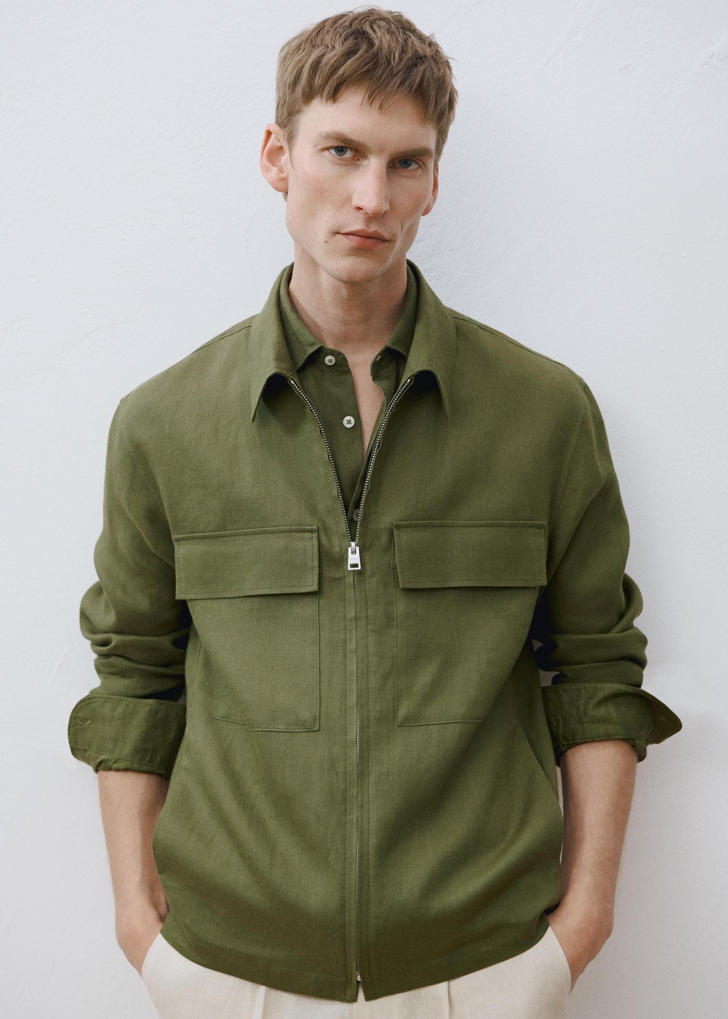 100% linen jacket with pockets - Men | MANGO USA Product Image