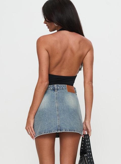 Precious Cargo Denim Mini Skirt Light Blue Wash Product Image