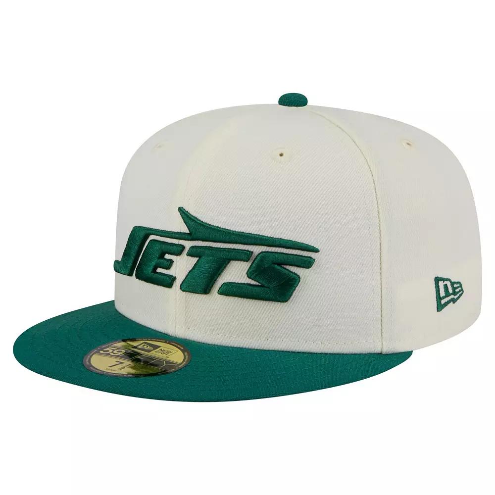 Men's New Era  White/Green New York Jets Main 59FIFTY Fitted Hat, Size: 7 1/4 Product Image