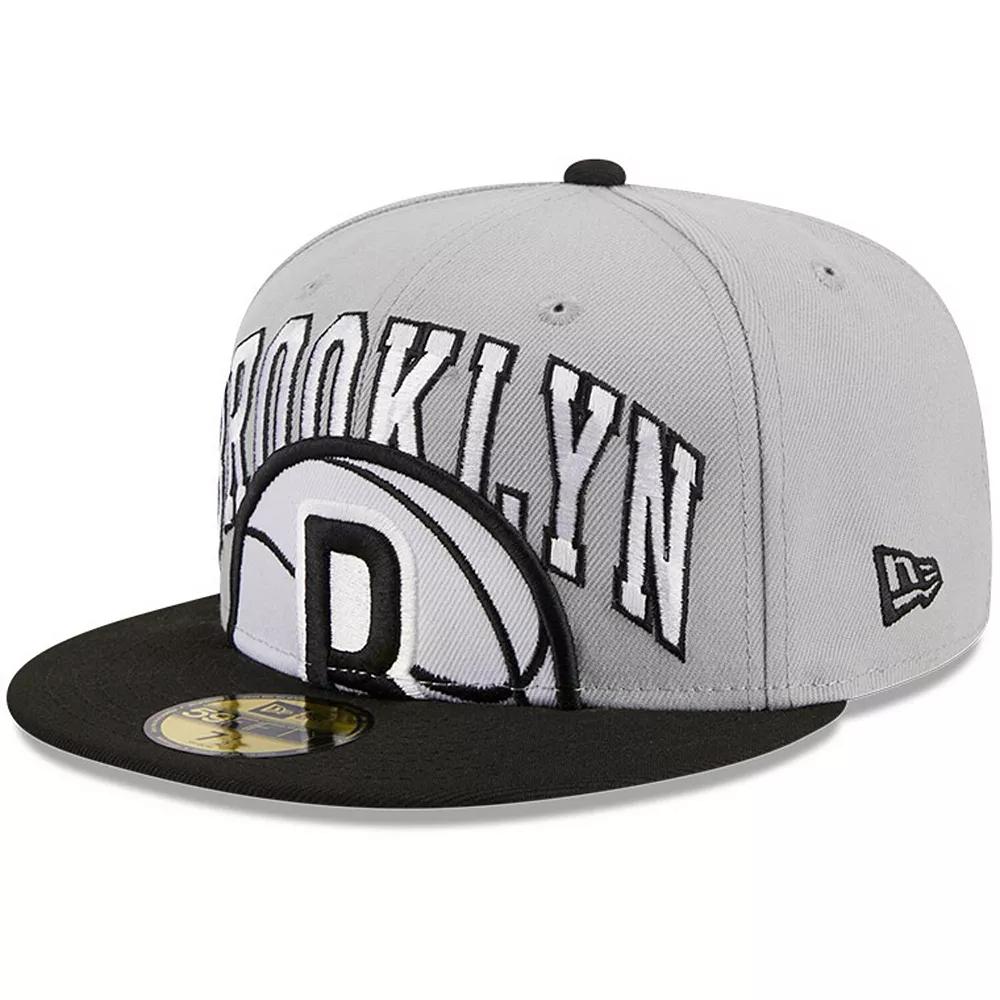 Men's New Era Gray/Black Brooklyn Nets Tip-Off Two-Tone 59FIFTY Fitted Hat, Size: 7 3/8, Grey Product Image
