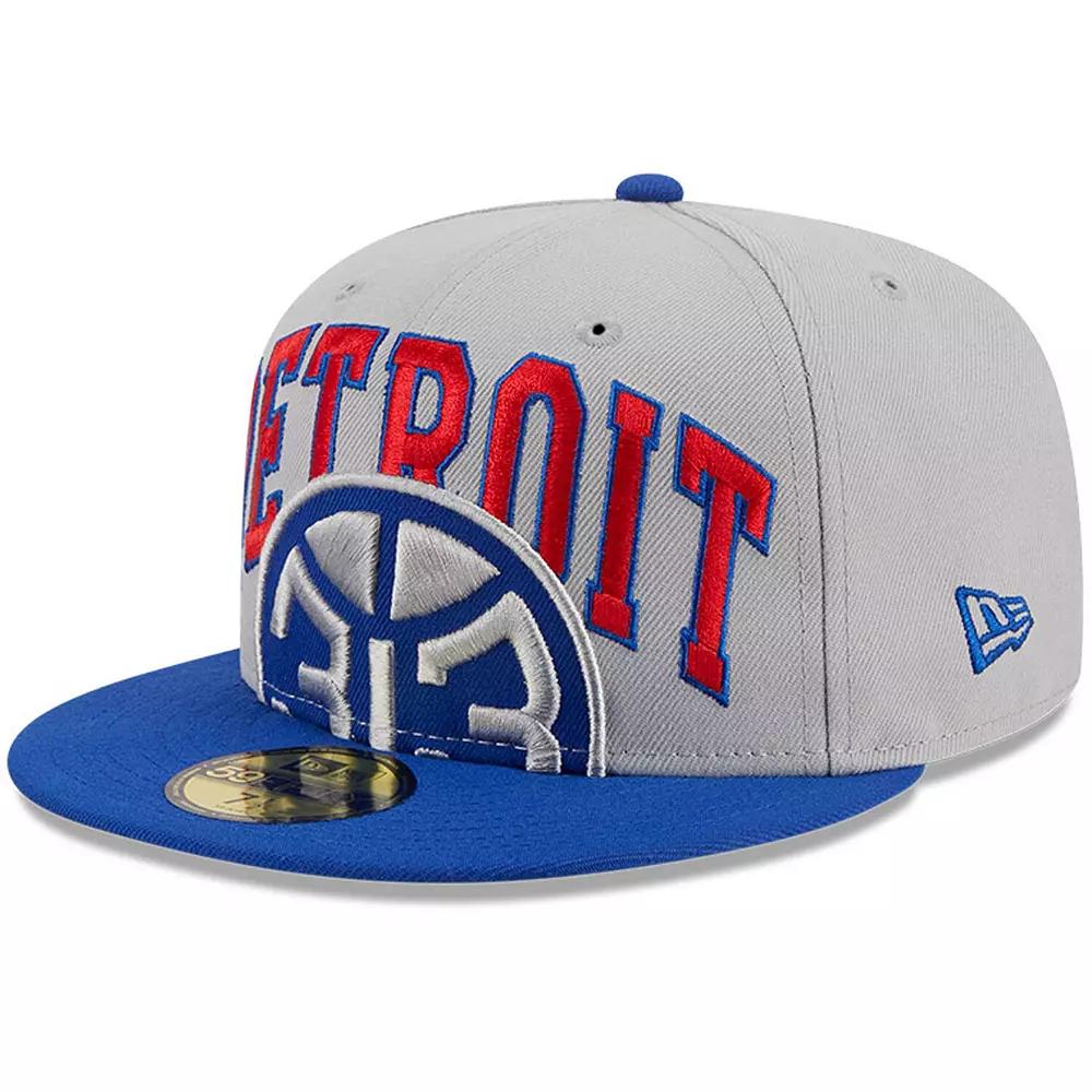 Men's New Era Gray/Blue Detroit Pistons Tip-Off Two-Tone 59FIFTY Fitted Hat,  Product Image