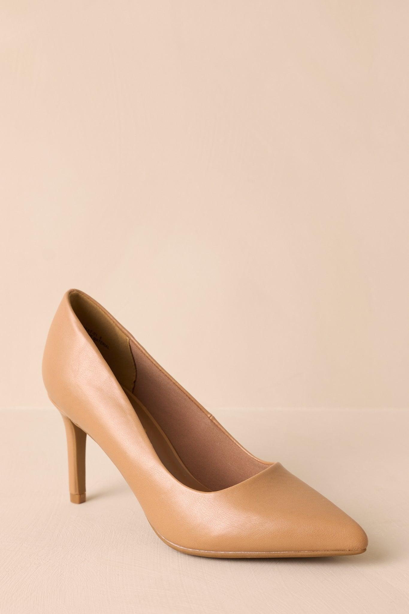 Bold Balance Camel Pointed Toe Pump Heels Product Image
