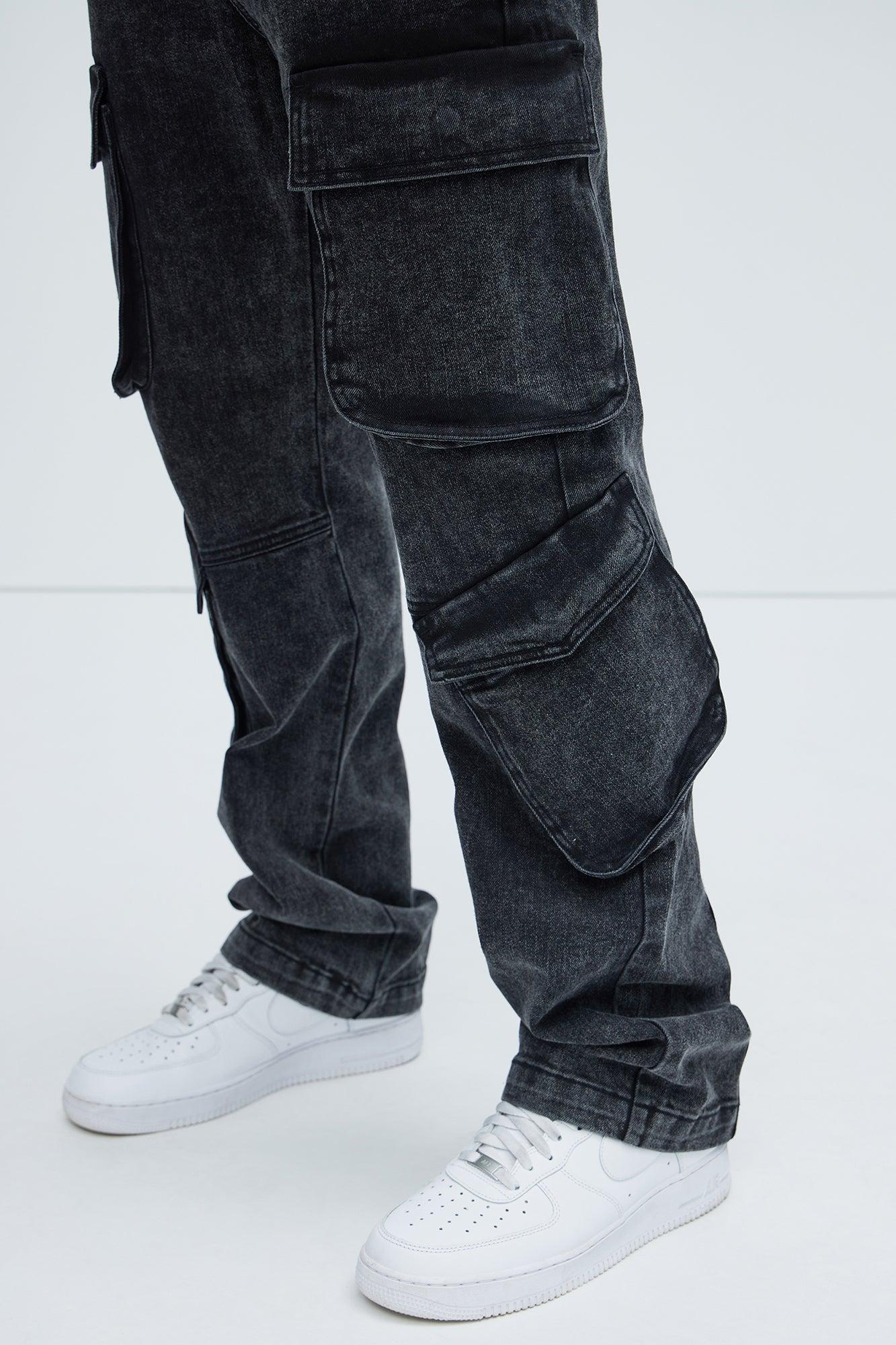 Black Jack Mike Straight Cargo Jeans - Black Wash Product Image