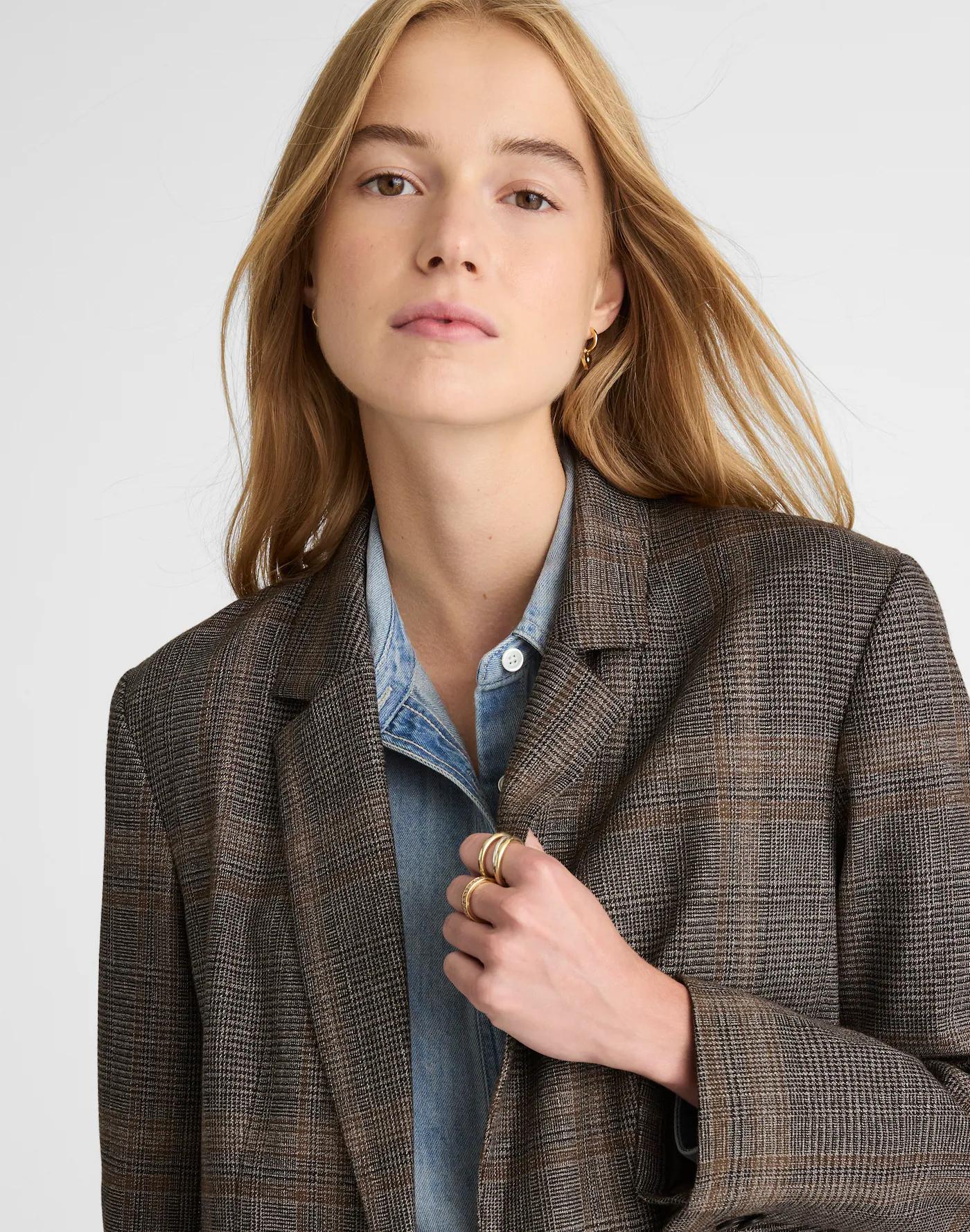 Cardigan Blazer in Plaid Product Image