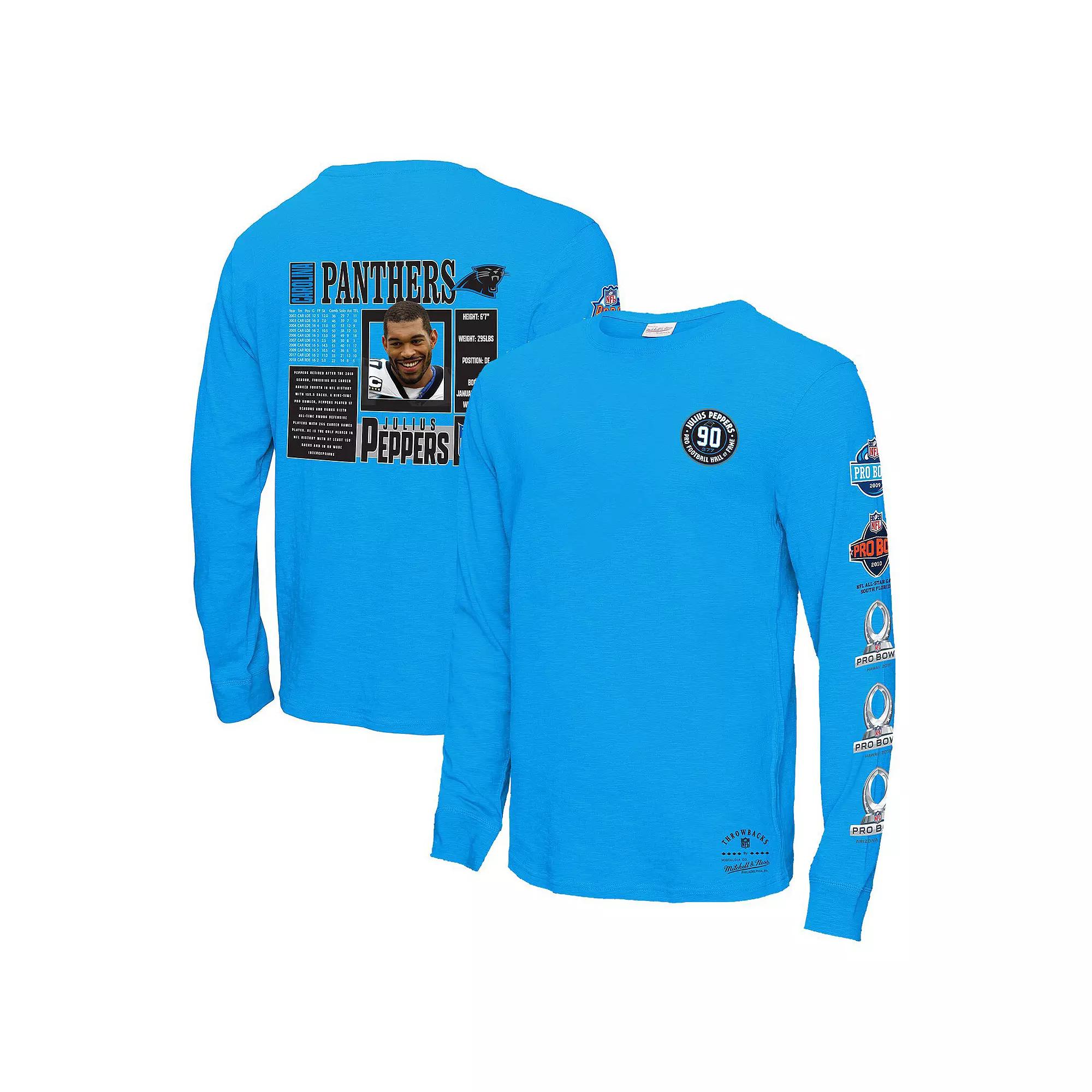 Men's Mitchell & Ness Julius Peppers Blue Carolina Panthers Pro Bowl Long Sleeve T-Shirt,  Product Image