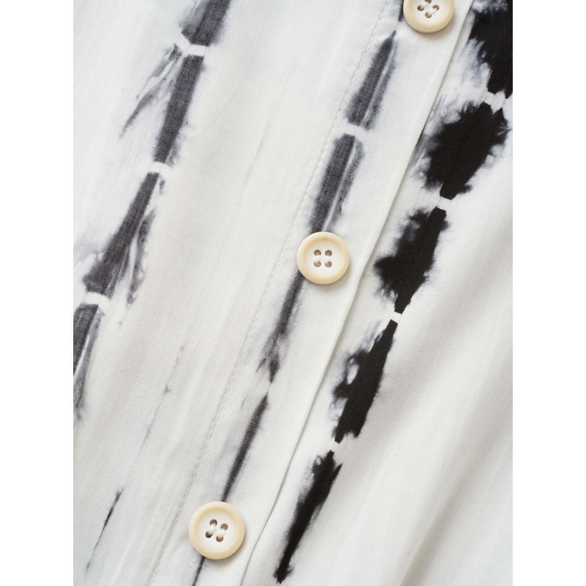 Plus Size Black Round Neck Tie Dye Button Detail Blouse Women Casual Short sleeve Round Neck Everyday Blouses BloomChic 14-16/1X Product Image