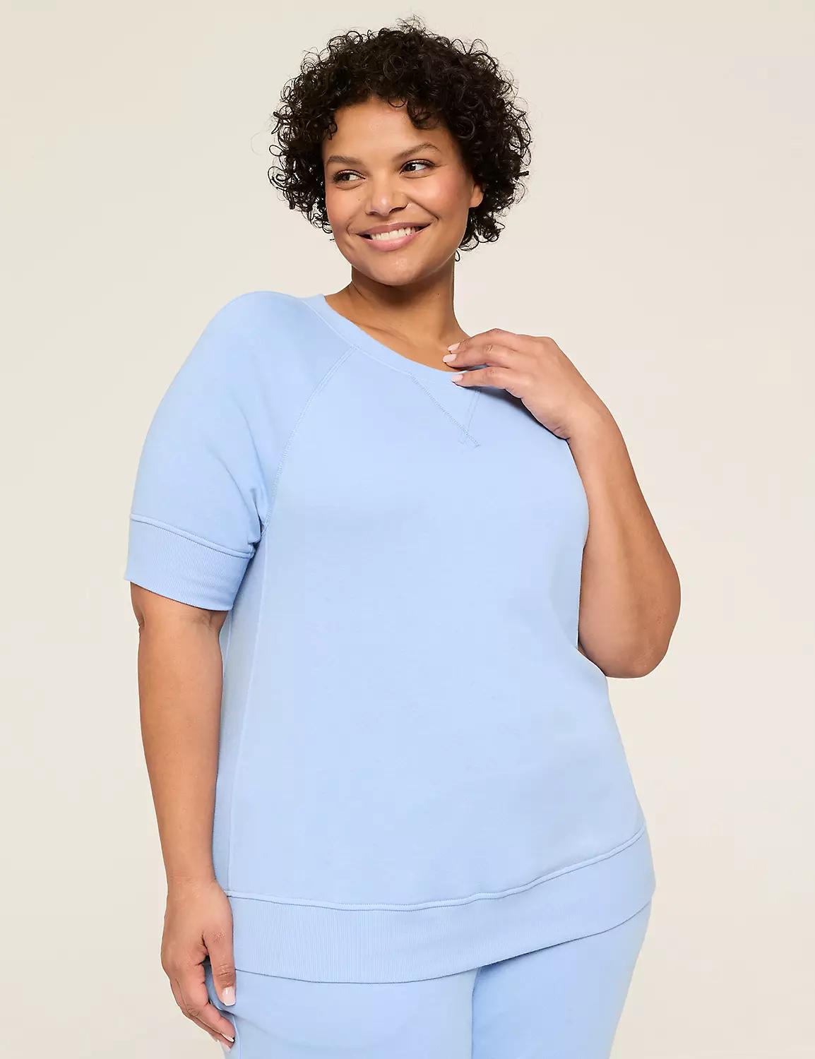 LIVI Elbow-Sleeve Crew-Neck French Terry Sweatshirt Product Image