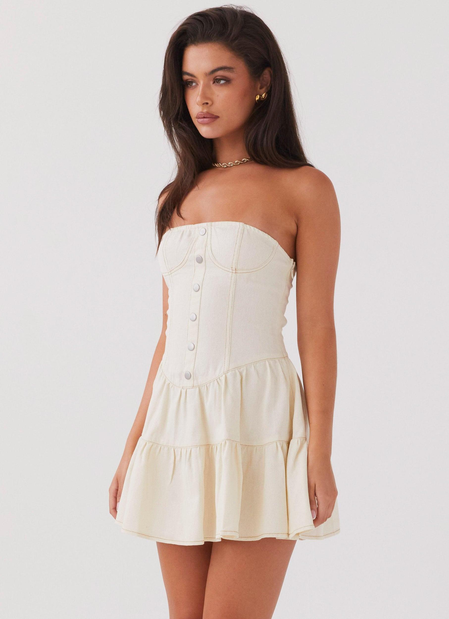 Adriana Denim Bustier Dress - Antique Product Image