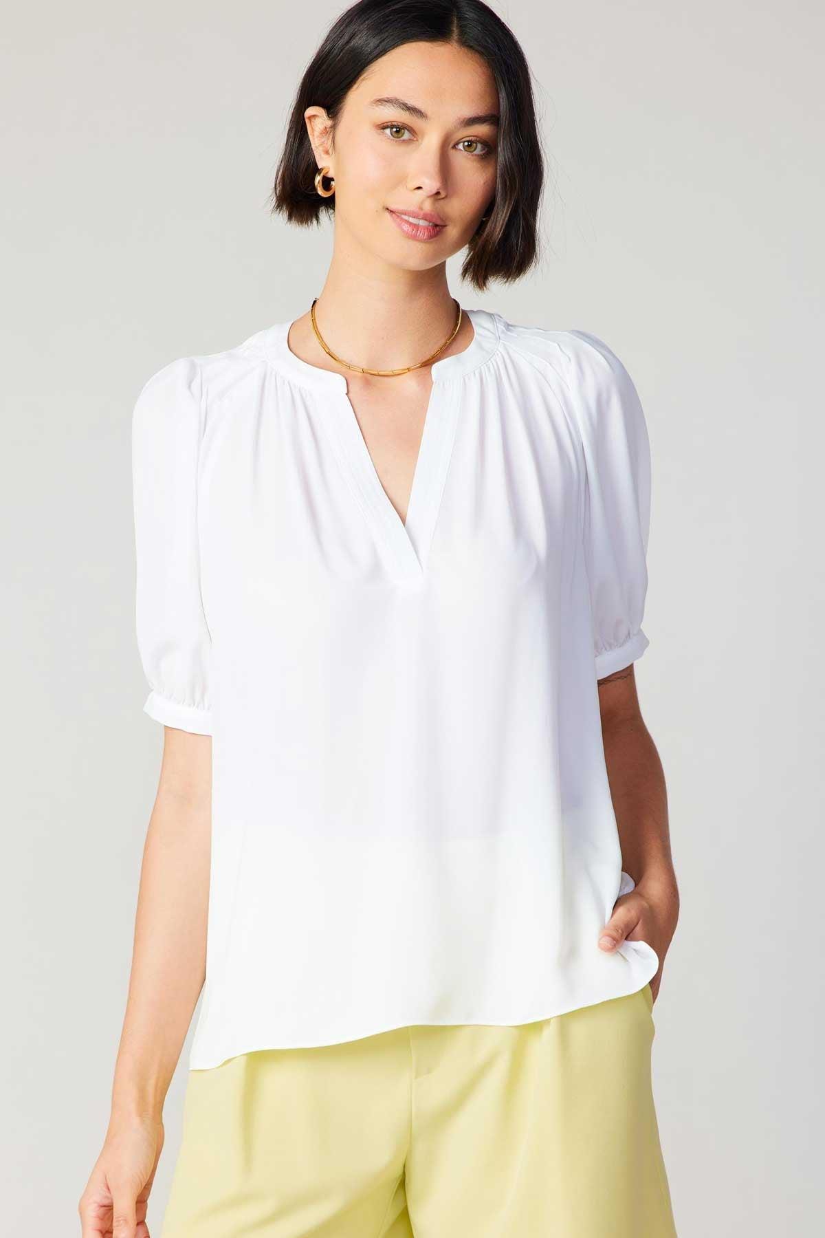 FINAL SALE Reaha Short Sleeve Top | White Product Image
