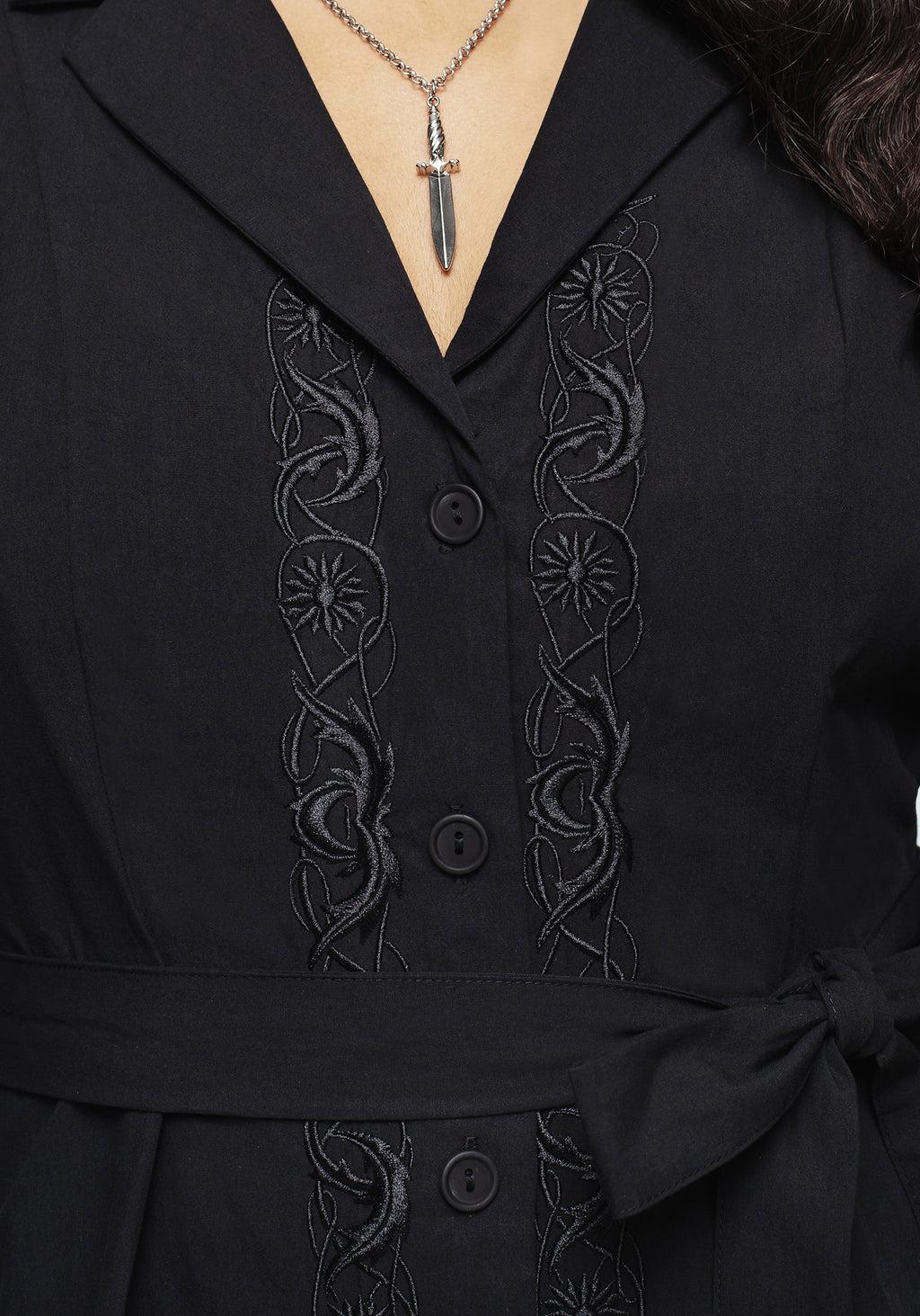 Letavia Embroidered Mini Shirt Dress Product Image