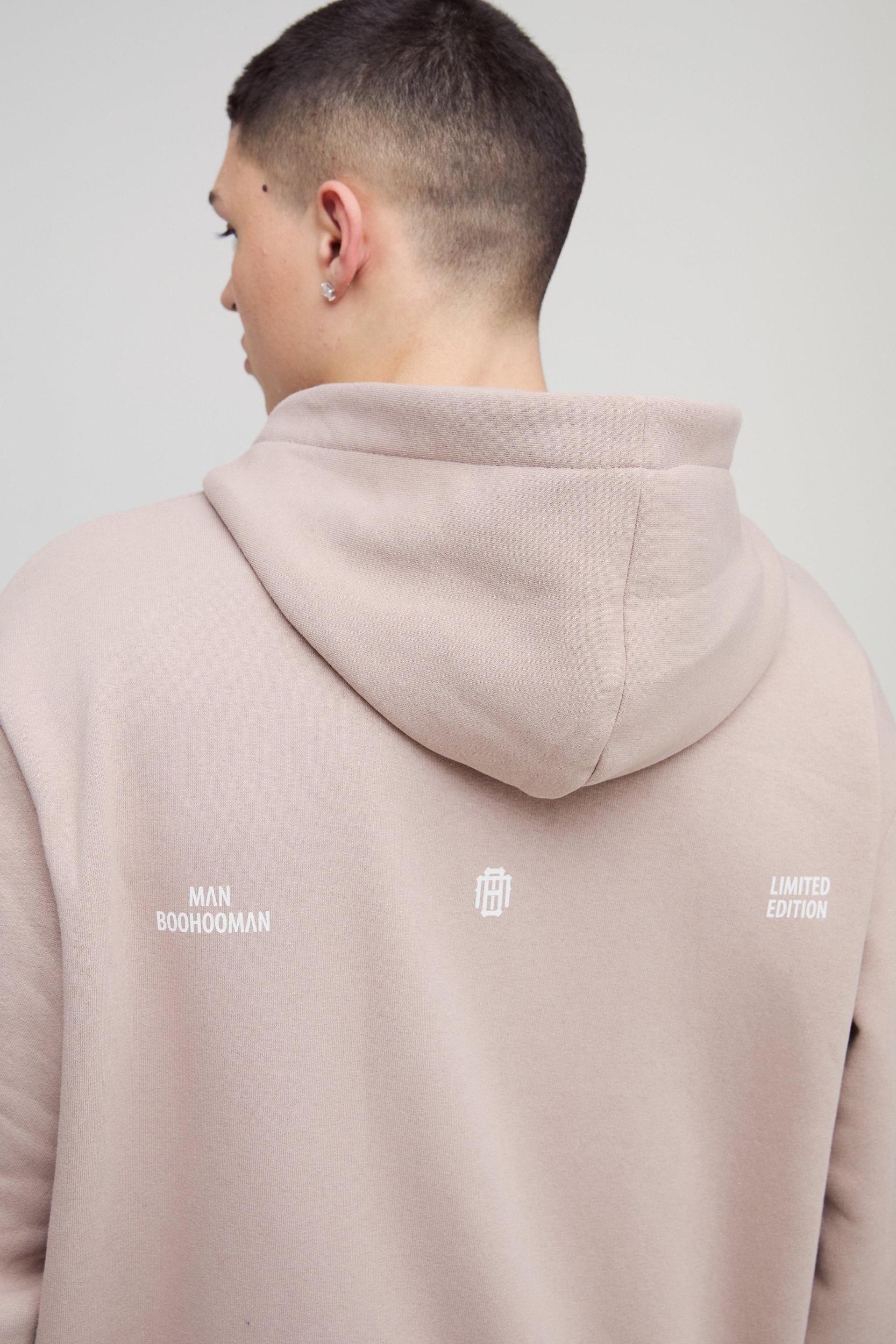 Oversized Homme Twill Applique Zip Through Hoodie | boohooMAN USA Product Image