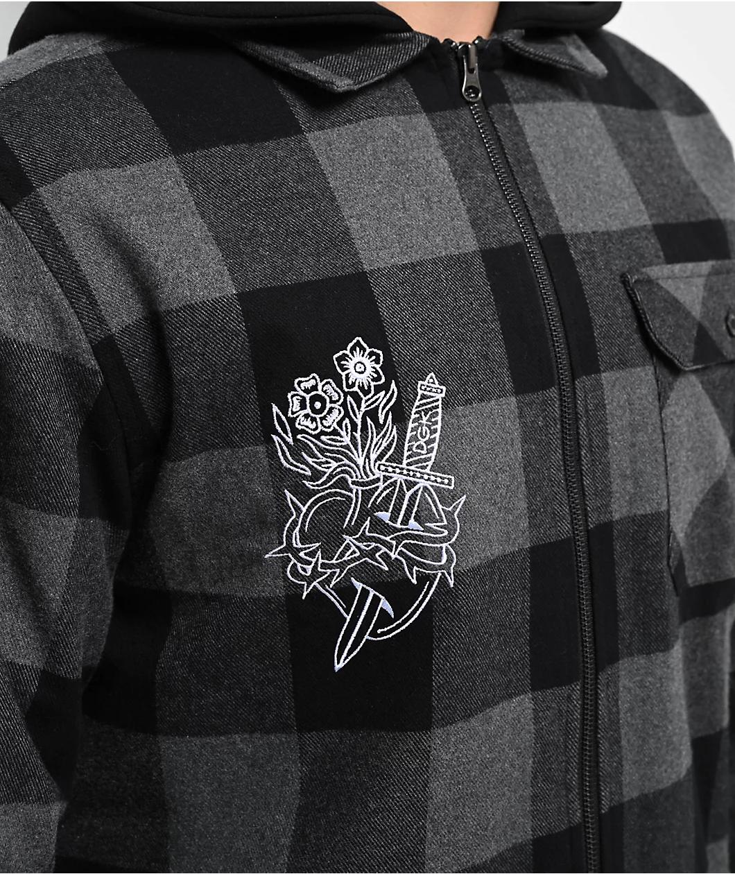 DGK Monterey Black Hooded Flannel Jacket Product Image