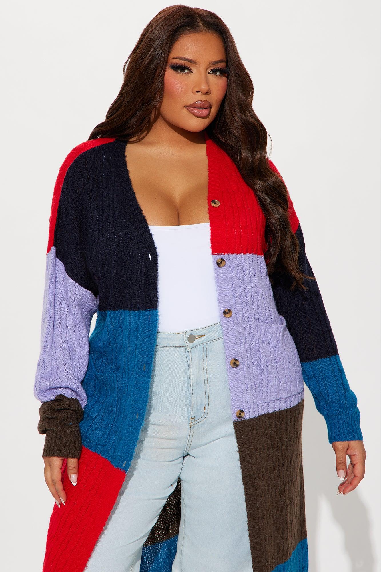 On The Go Color Block Cardigan - Multi Color Product Image