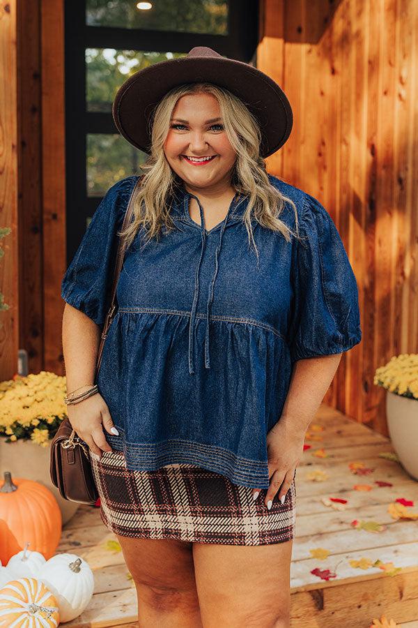 Sweet Darling Denim Babydoll Top Curves Product Image