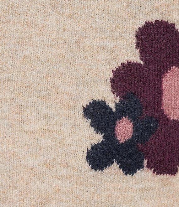 CeCe Plus Size Floral Intarsia Long Sleeve Crew Neck Sweater Product Image