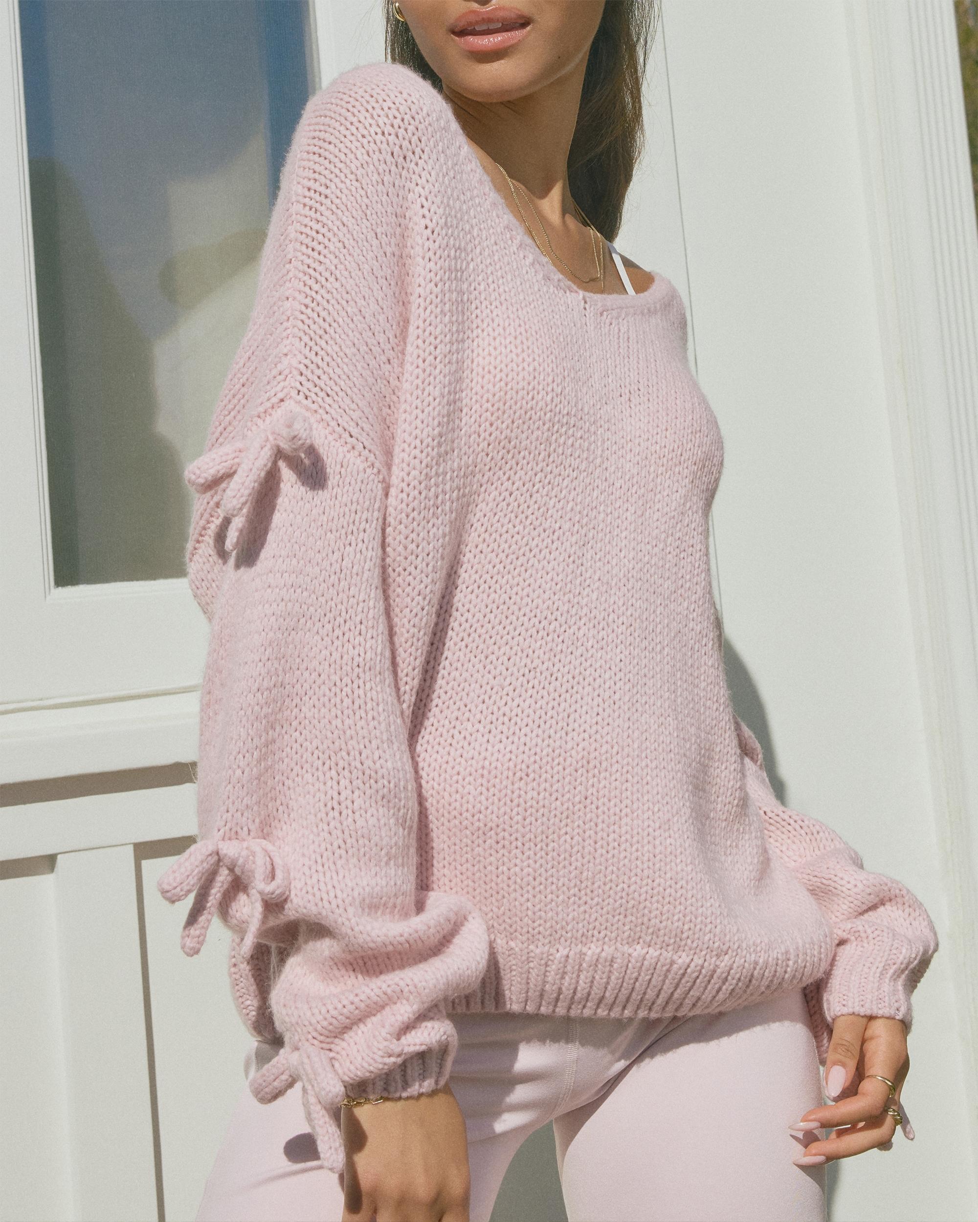 Off-the-Shoulder Bow Applique Sweater Product Image