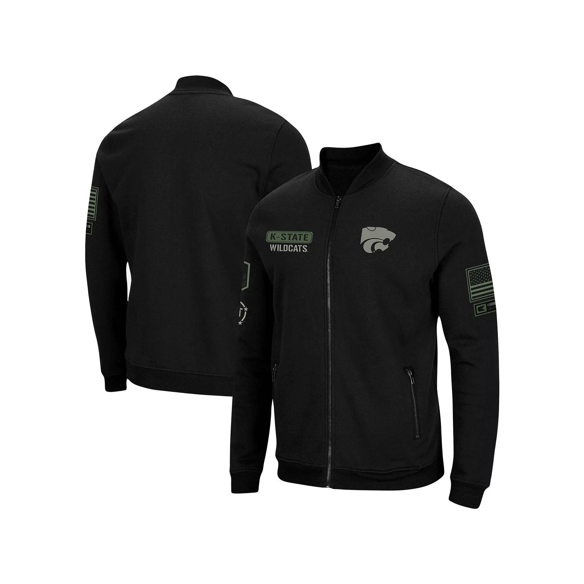 Men's Colosseum Black Kansas State Wildcats OHT Military Appreciation High-Speed Bomber Full-Zip Jacket,  Product Image