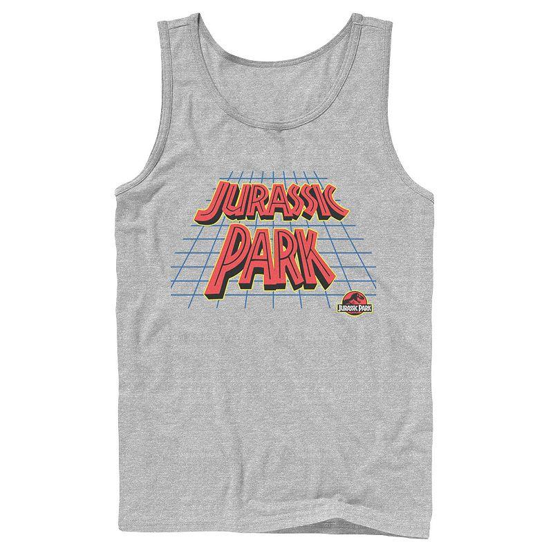 Men's Jurassic Park Tilted Retro Grid Logo Tank Top,  Product Image