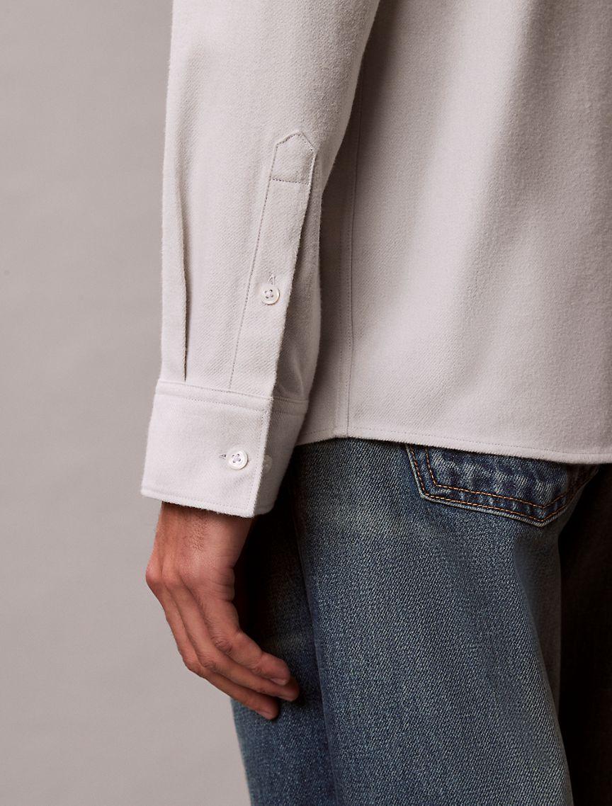 Melange Flannel Relaxed Button-Down Shirt Product Image