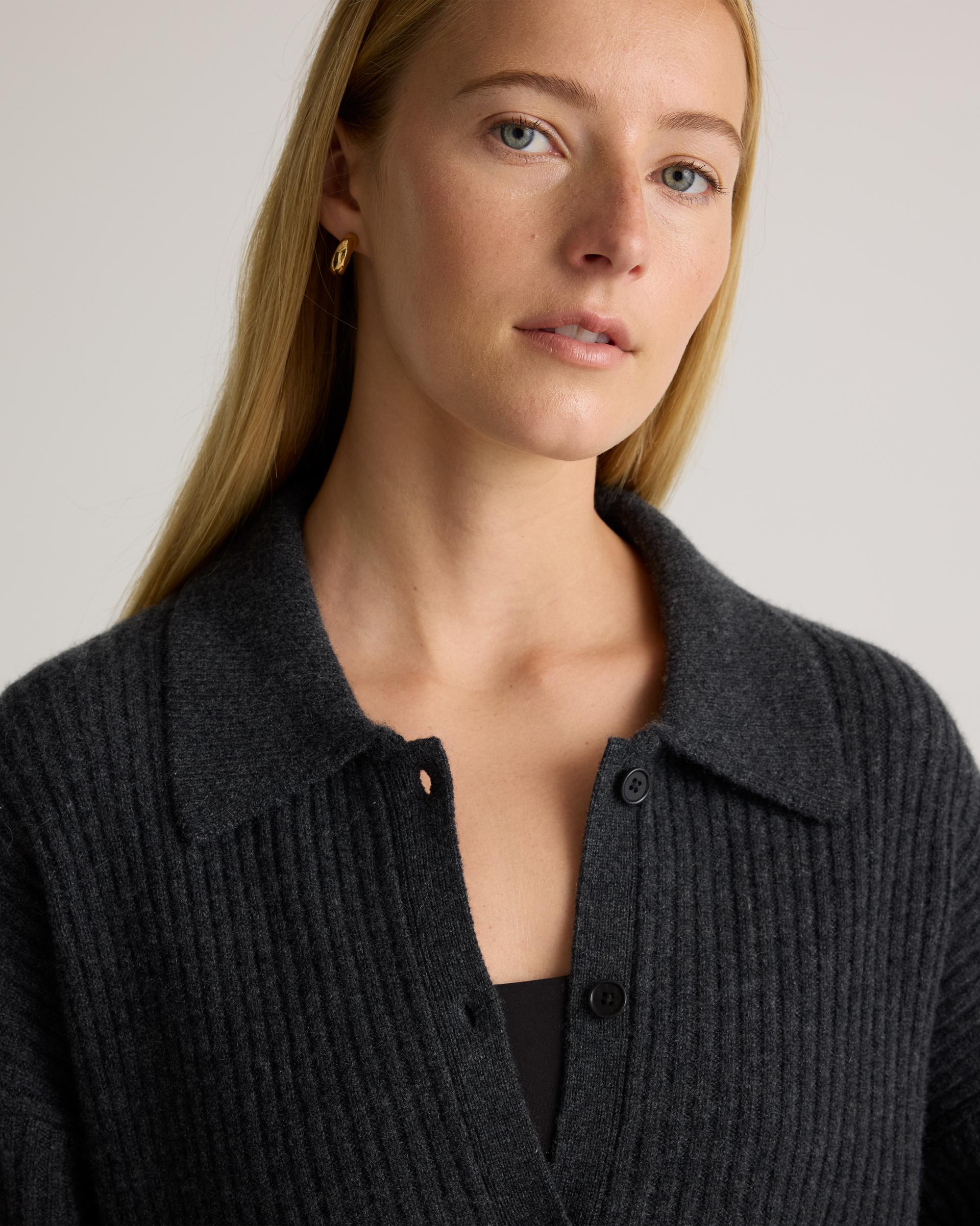 Quince | Women's Mongolian Cashmere Wide-Rib OverSized Collared Cardigan Sweater Size XL Product Image