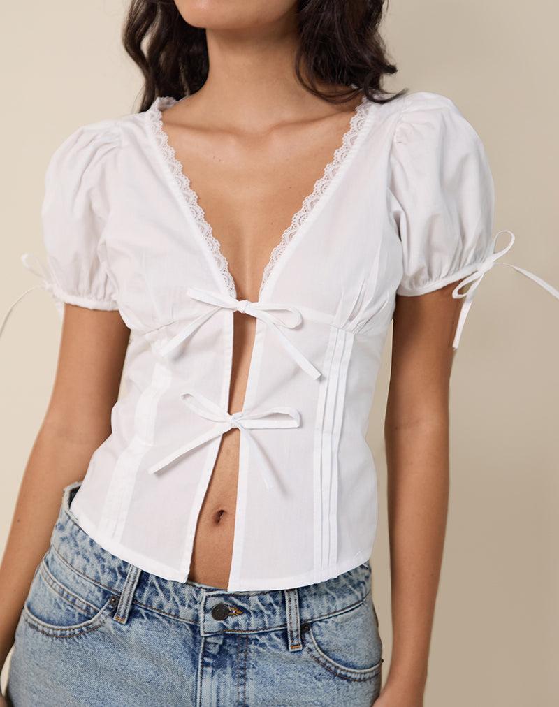 Lias Puff Sleeve Blouse in White Female Product Image