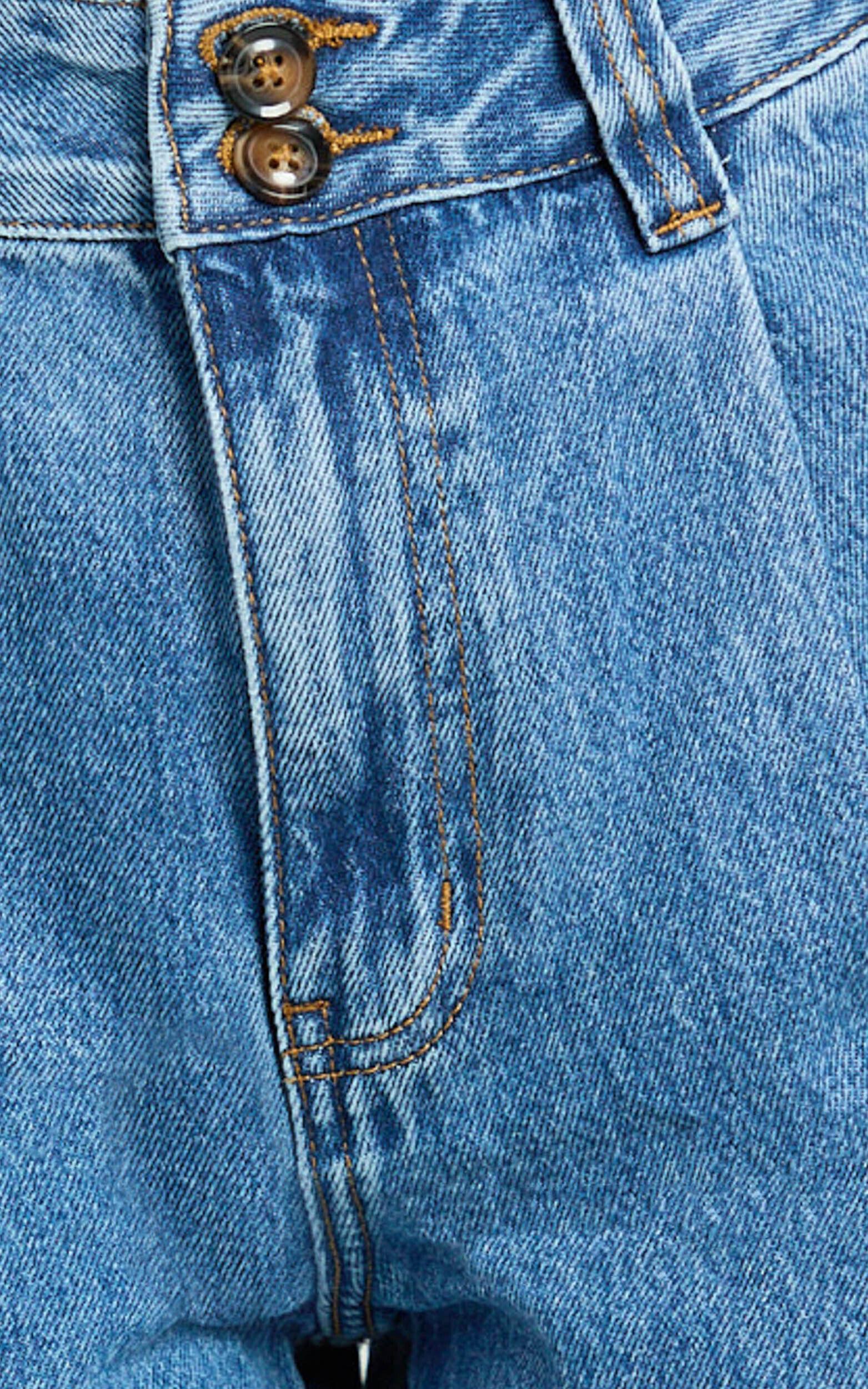 Fergie Jeans - Denim High Waisted Straight Leg Denim Jeans in Mid Blue Wash Product Image