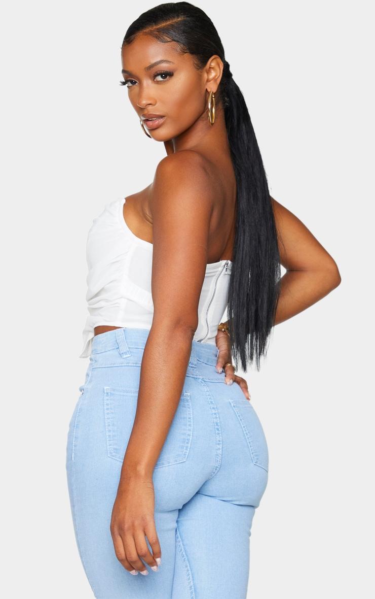 Shape White Chiffon Ruched Corset Crop Top Product Image